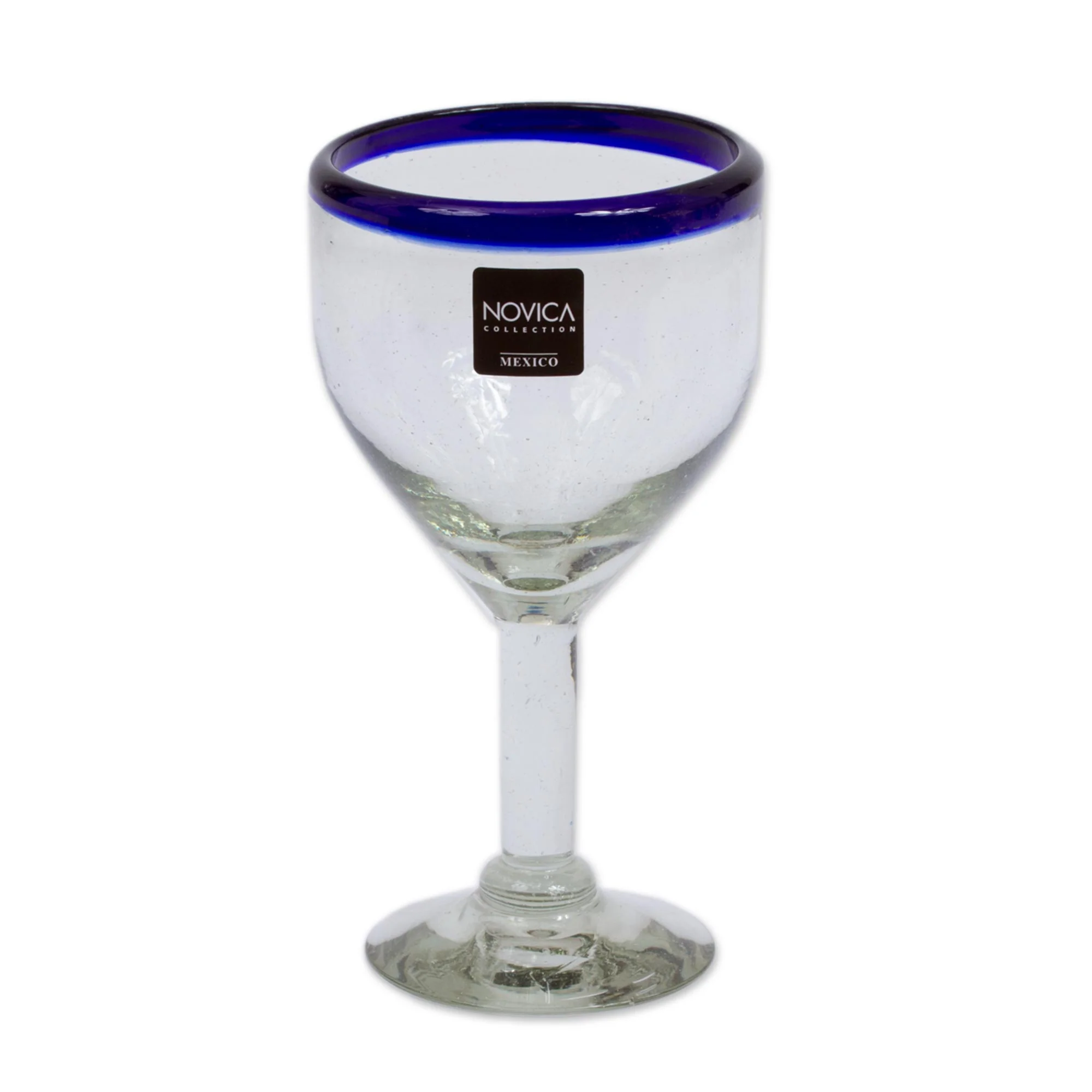 Blue Cancun Handblown Glass Recycled Wine Drinkware Goblets (Set of 6) - Image 5