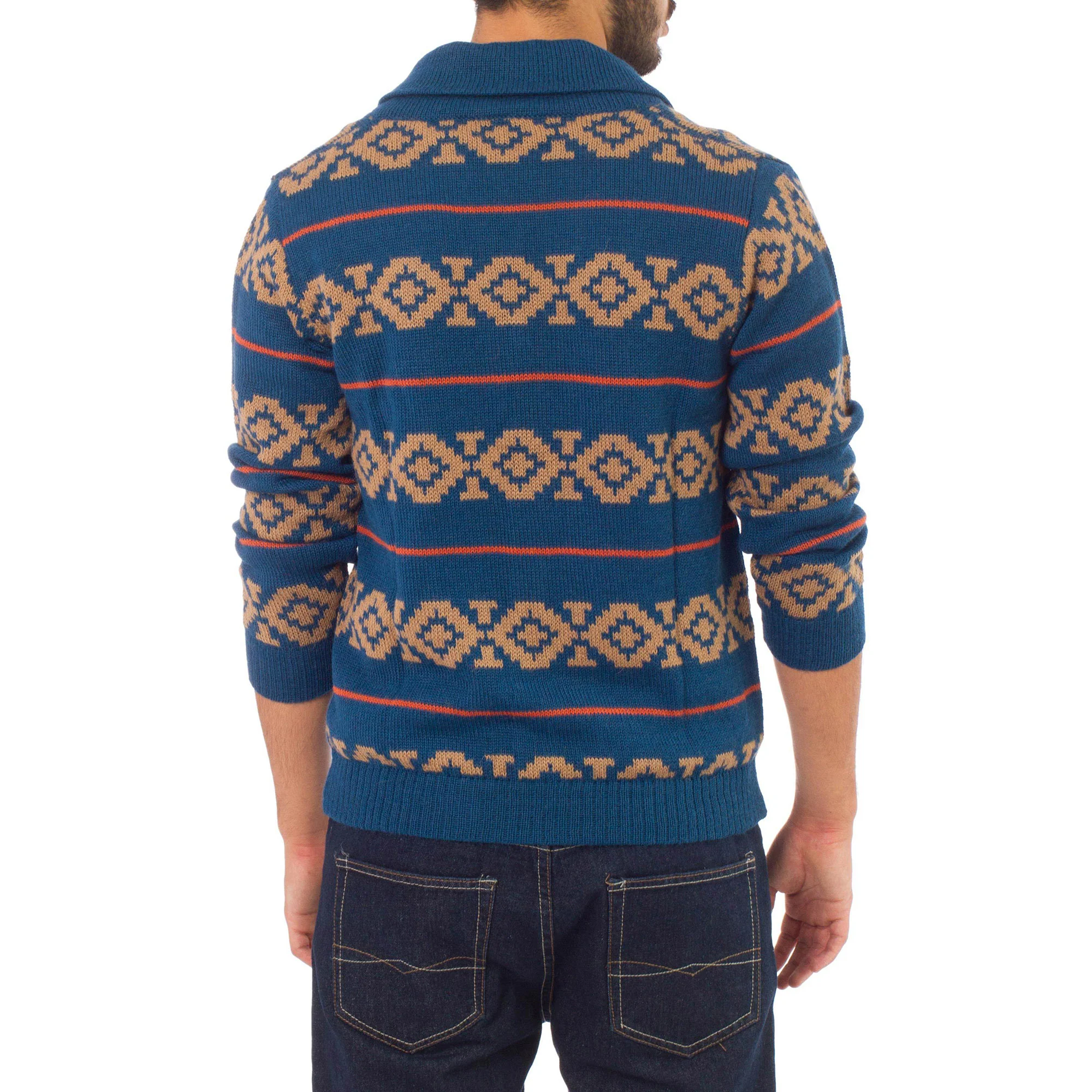 Blue Chakana Alpaca Men's Cardigan - Image 3