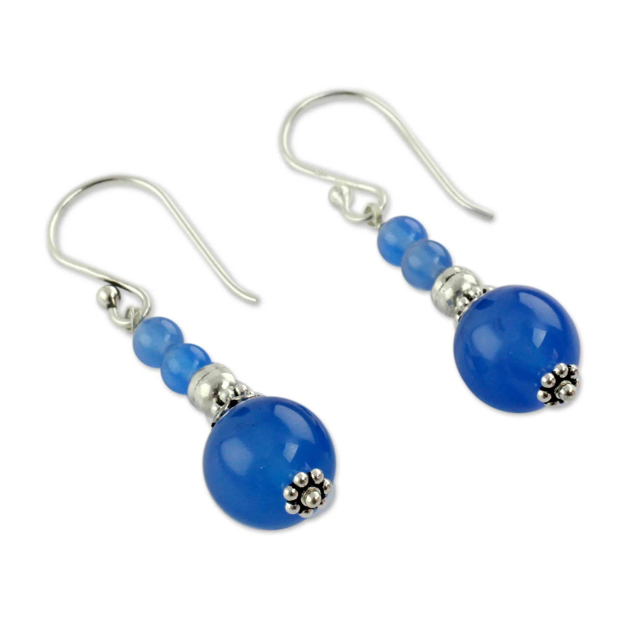 Blue Chalcedony Beaded Earrings - Image 3