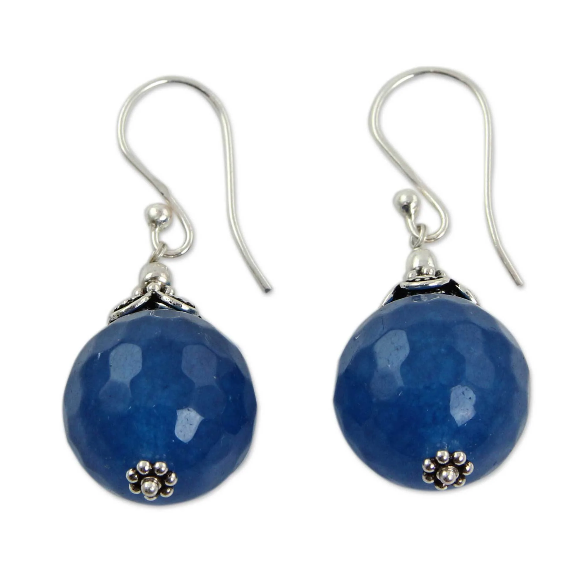 Blue Chalcedony Honeycomb Earrings - Image 2