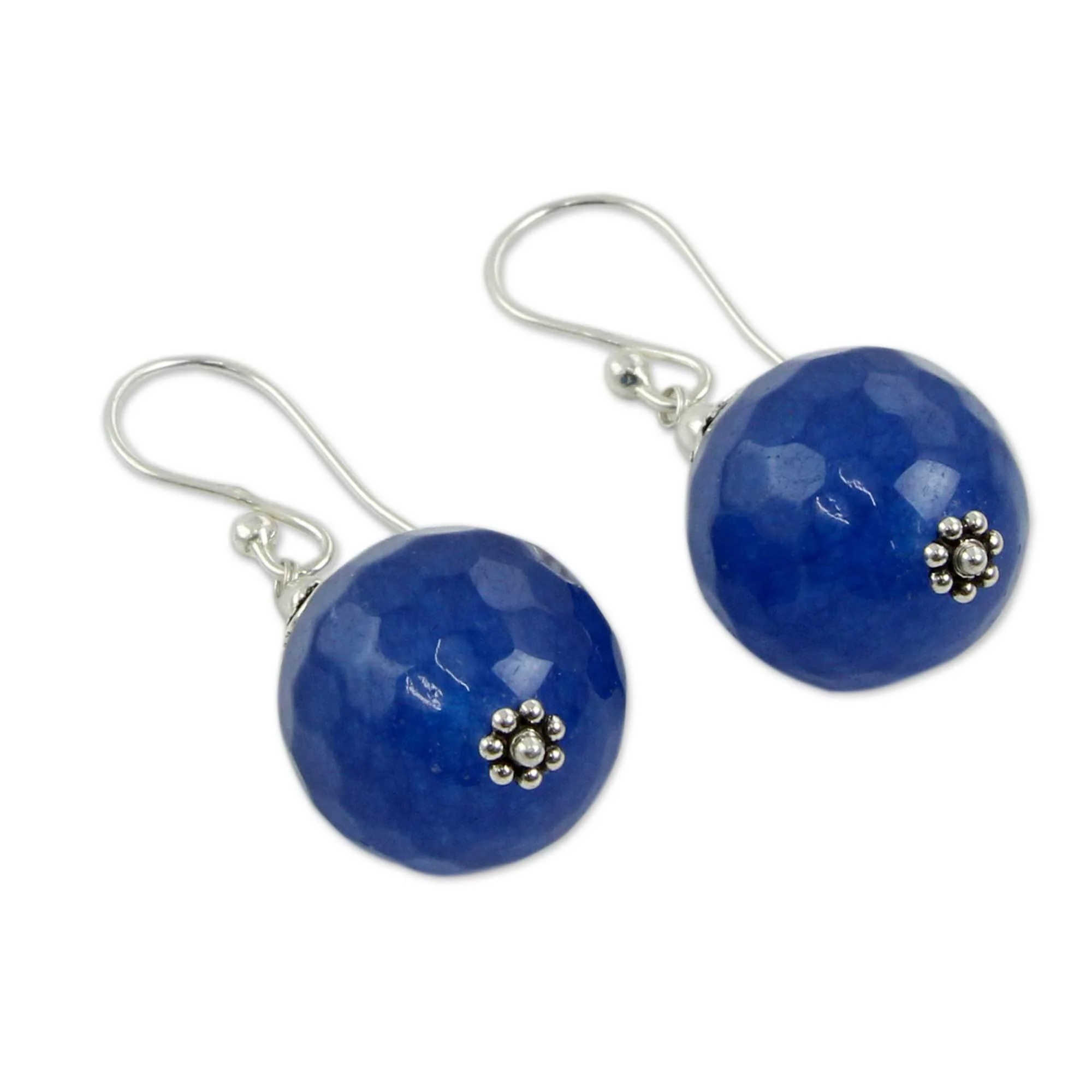 Blue Chalcedony Honeycomb Earrings - Image 3