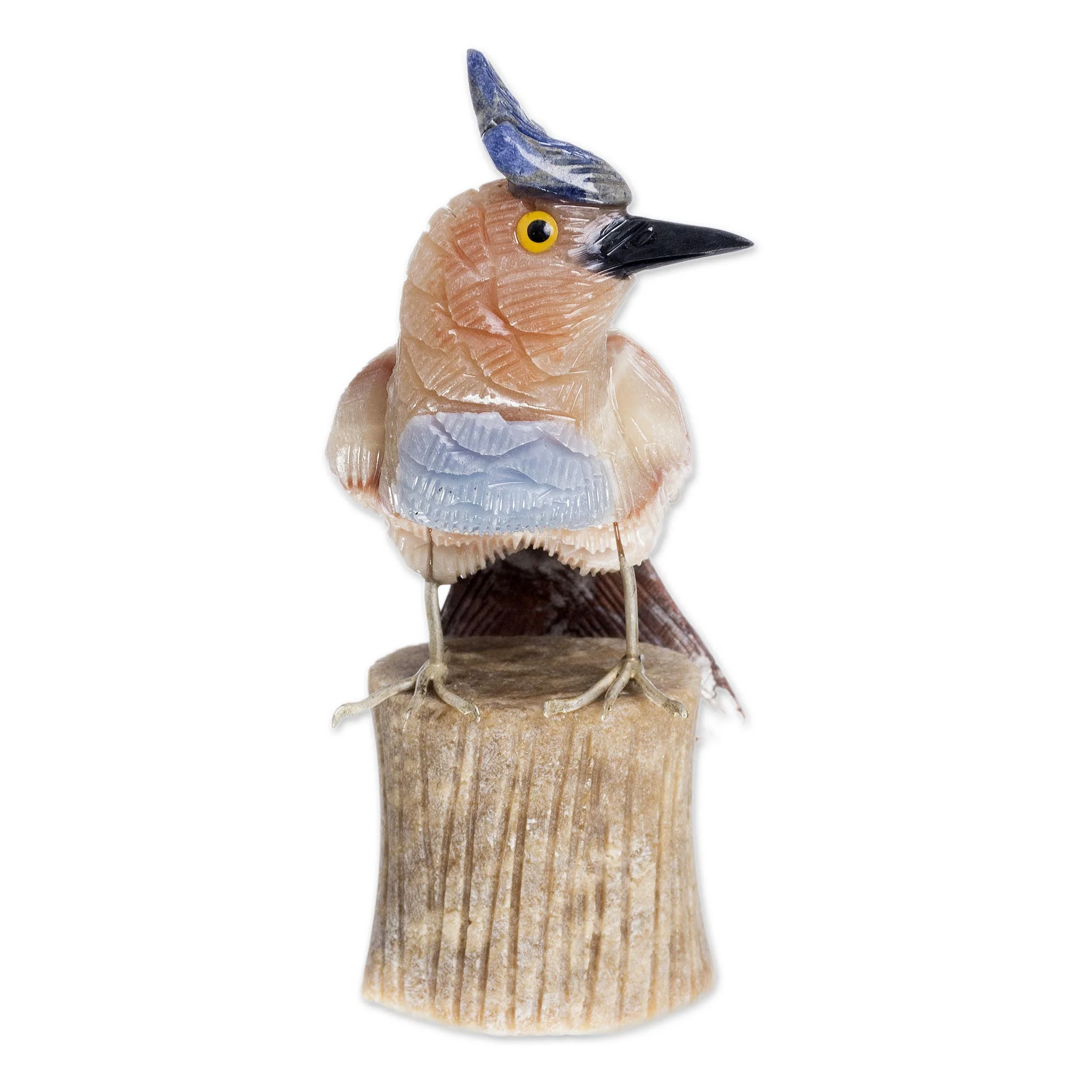 Blue Crested Bird Handcrafted Sculpture - Image 4