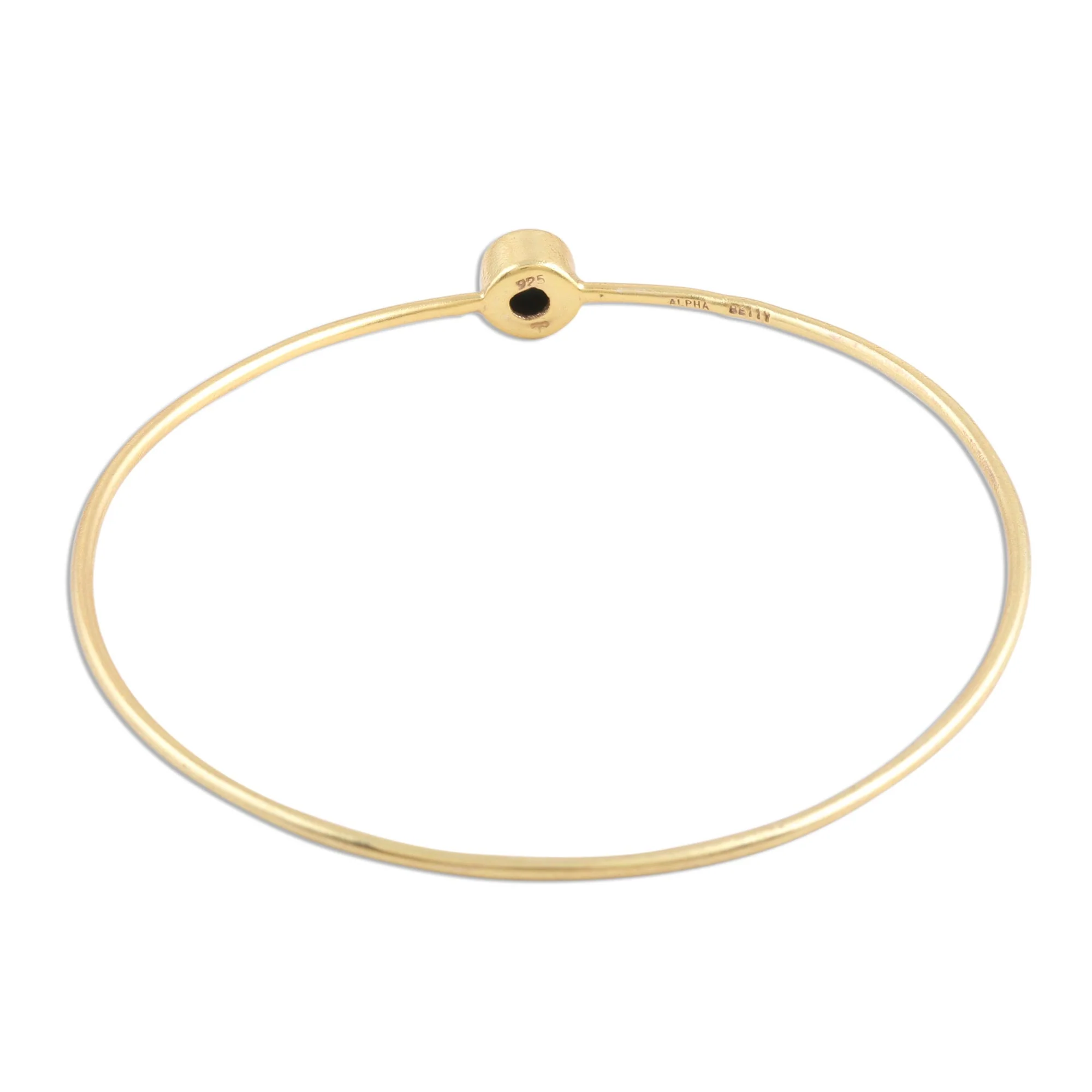 Blue Dazzle Gold Plated Reconstituted Turquoise Bangle Bracelet - Image 5