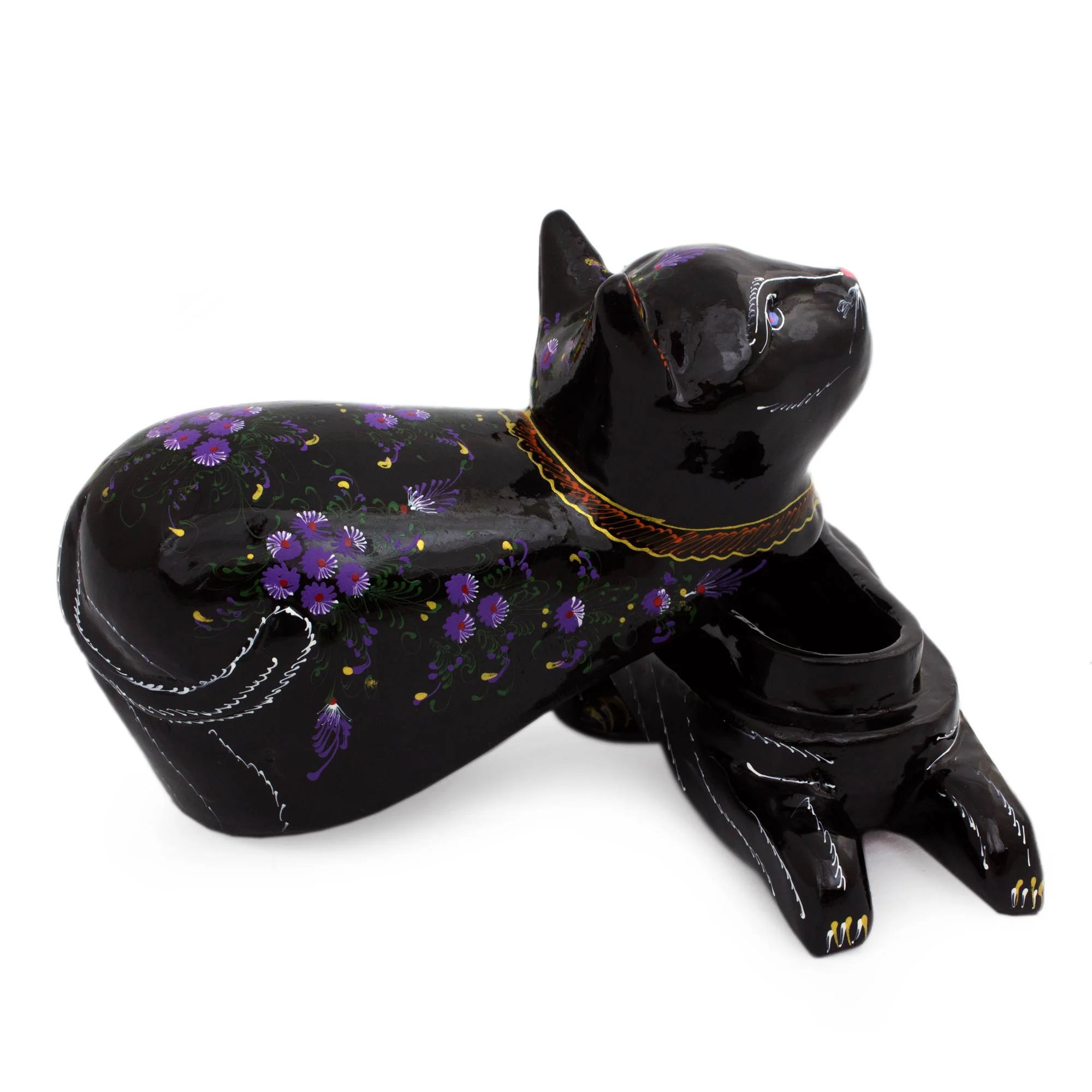 Blue-Eyed Kitty Cat Unique Lacquerware Mango Wood - Image 4
