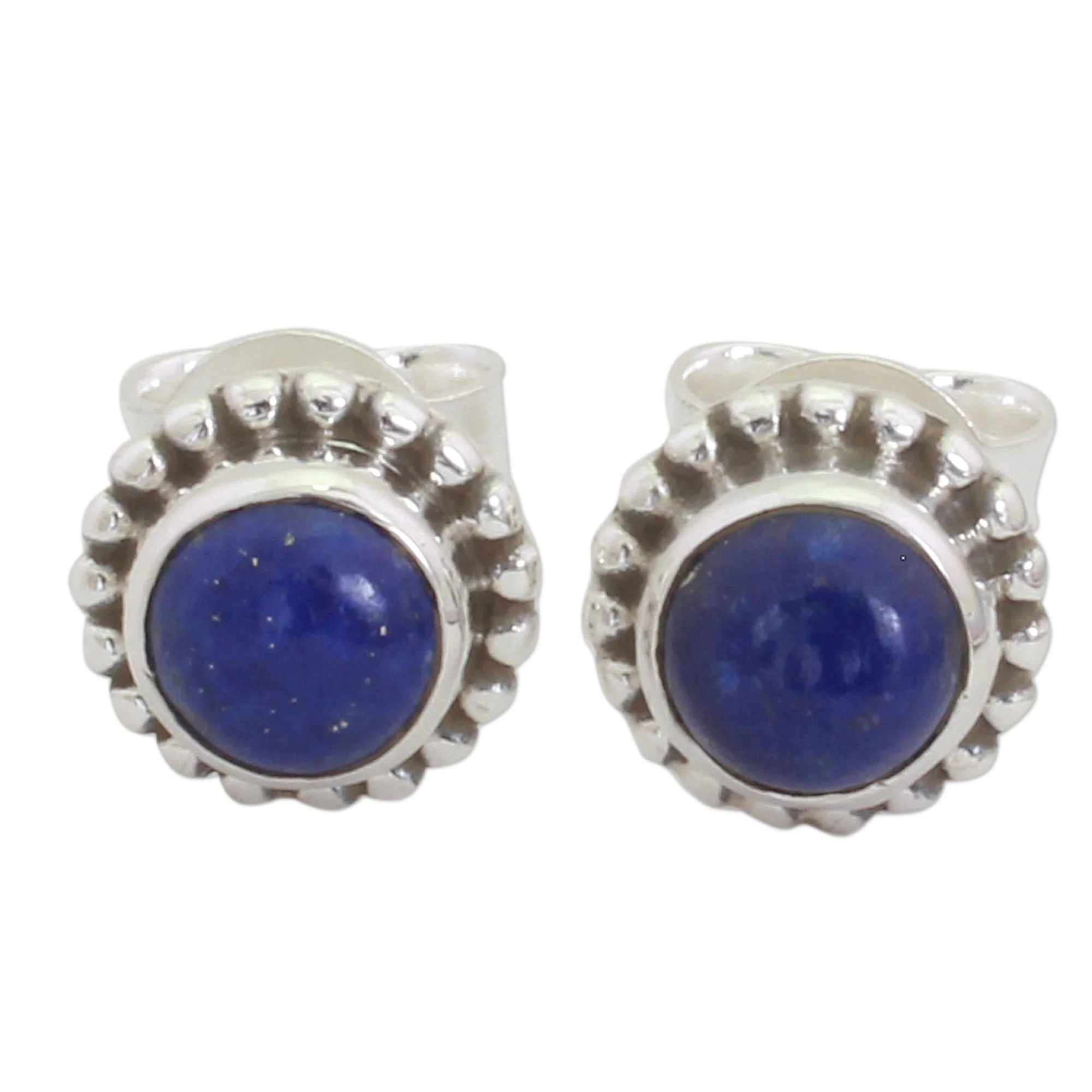 Blue Globe Sterling Silver Stud Earrings - Image 2