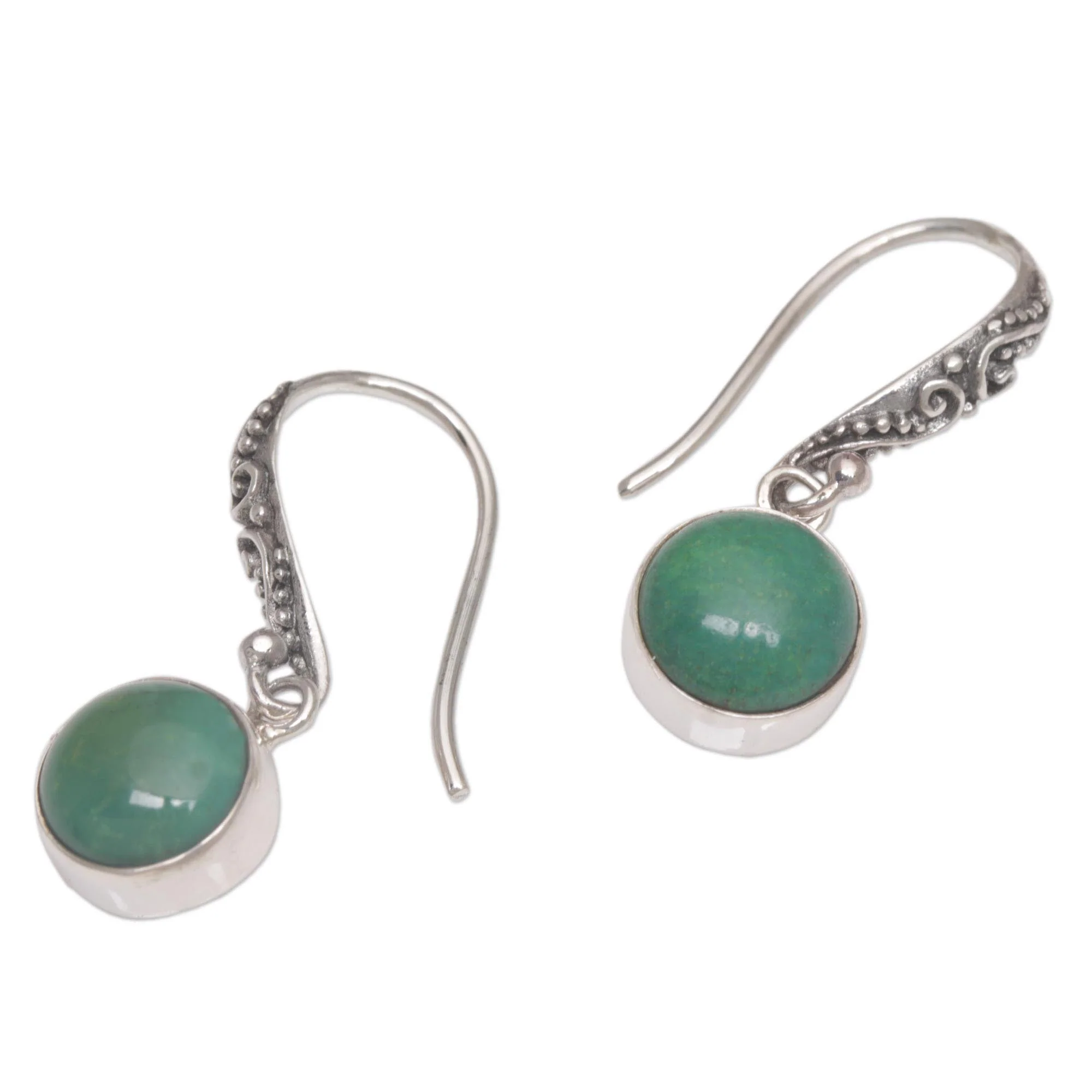 Blue-Green Purity Handcrafted Magnesite Dangle Earrings from Bali - Image 3