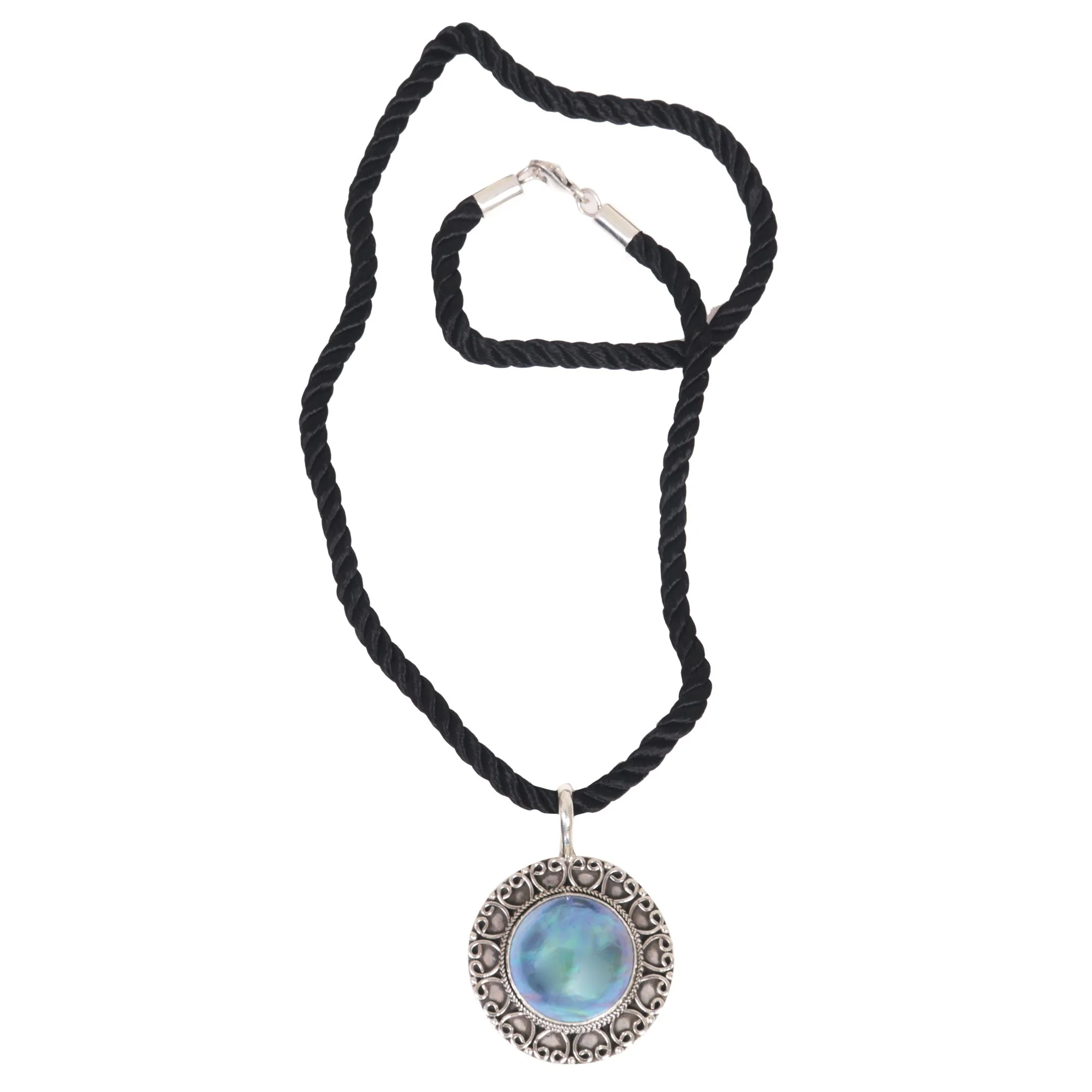 Blue Indonesian Moon Cultured Pearl Silver Necklace - Image 2