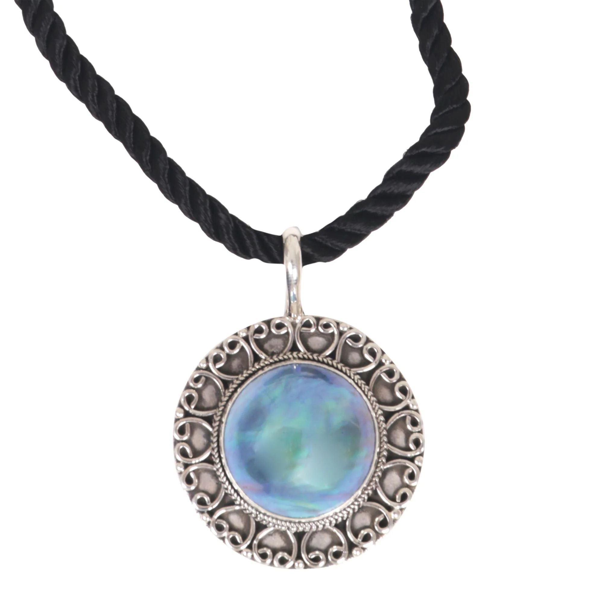 Blue Indonesian Moon Cultured Pearl Silver Necklace - Image 3