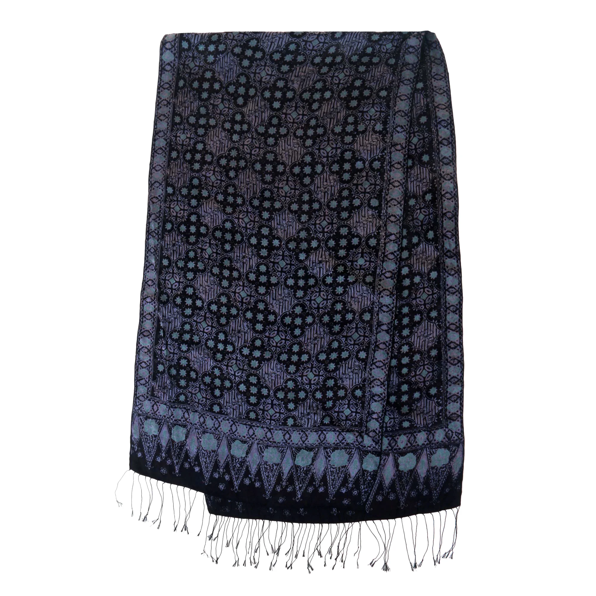 Blue Java Batik Silk Shawl - Image 4