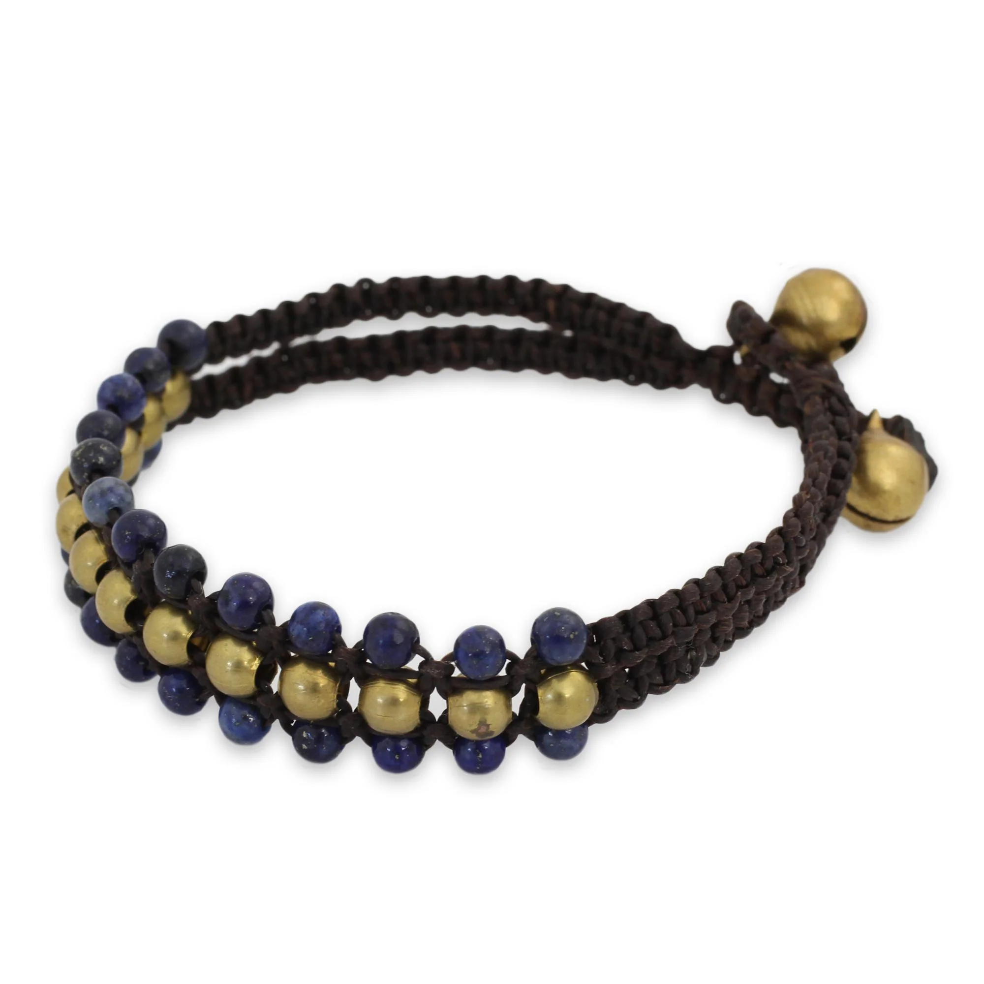 Blue Joy Lapis Lazuli Brass Beaded Bracelet - Image 3