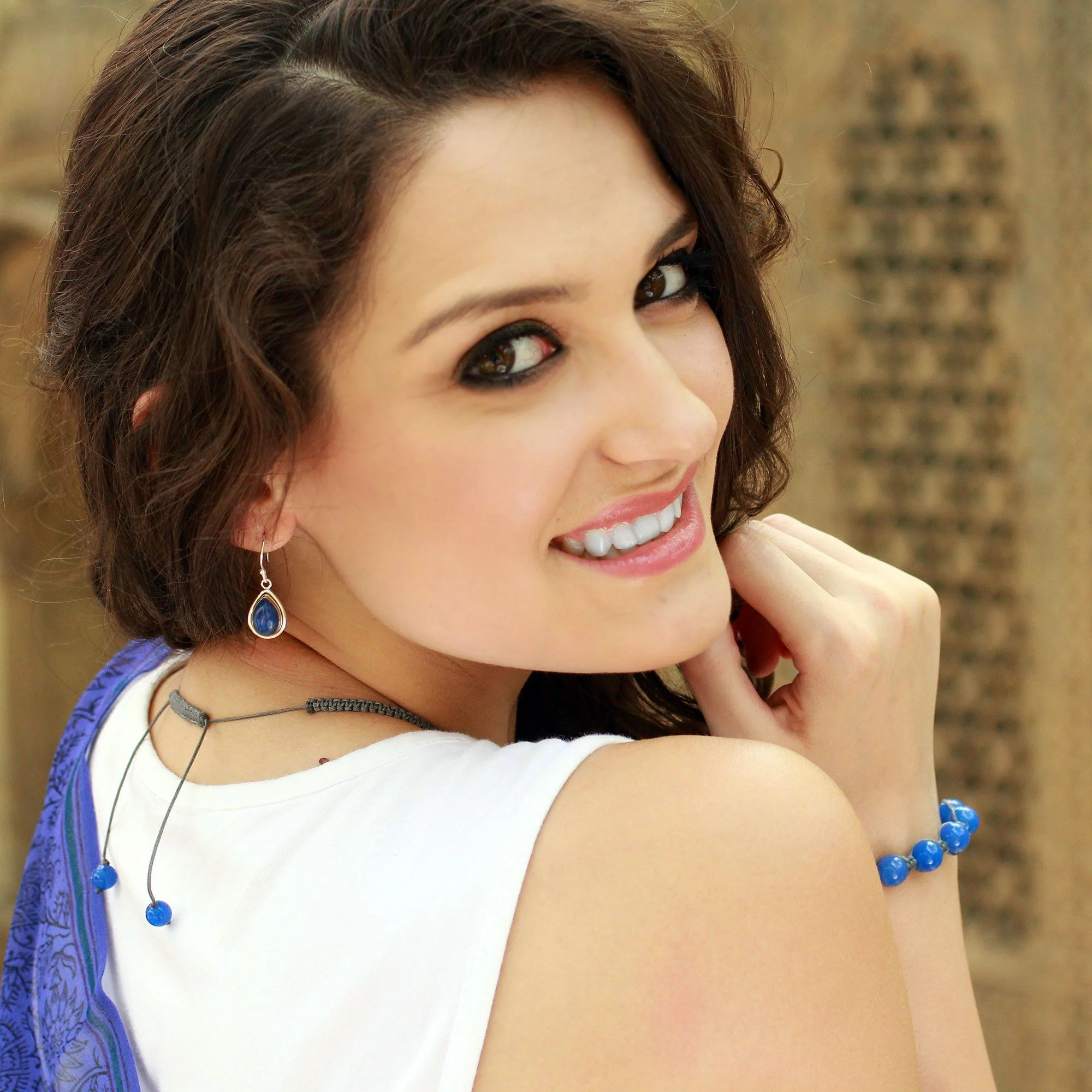 Blue Lapis Lazuli Teardrop Earrings - Image 3