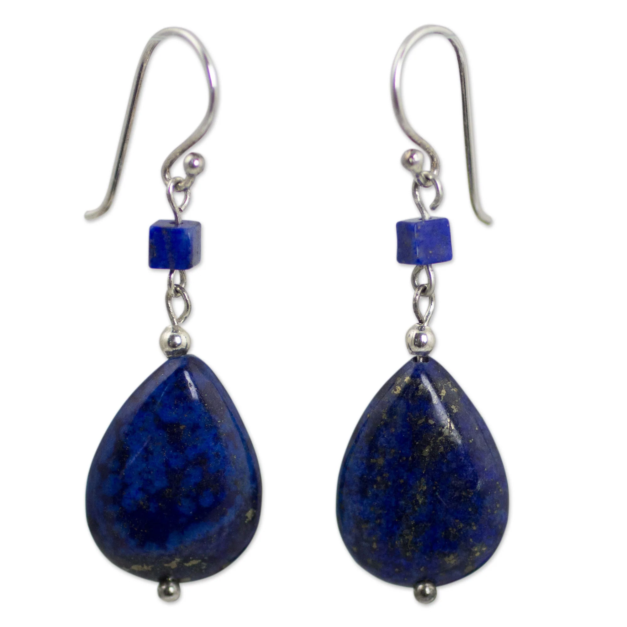 Blue Lily Lapis Lazuli Silver Earrings - Image 2