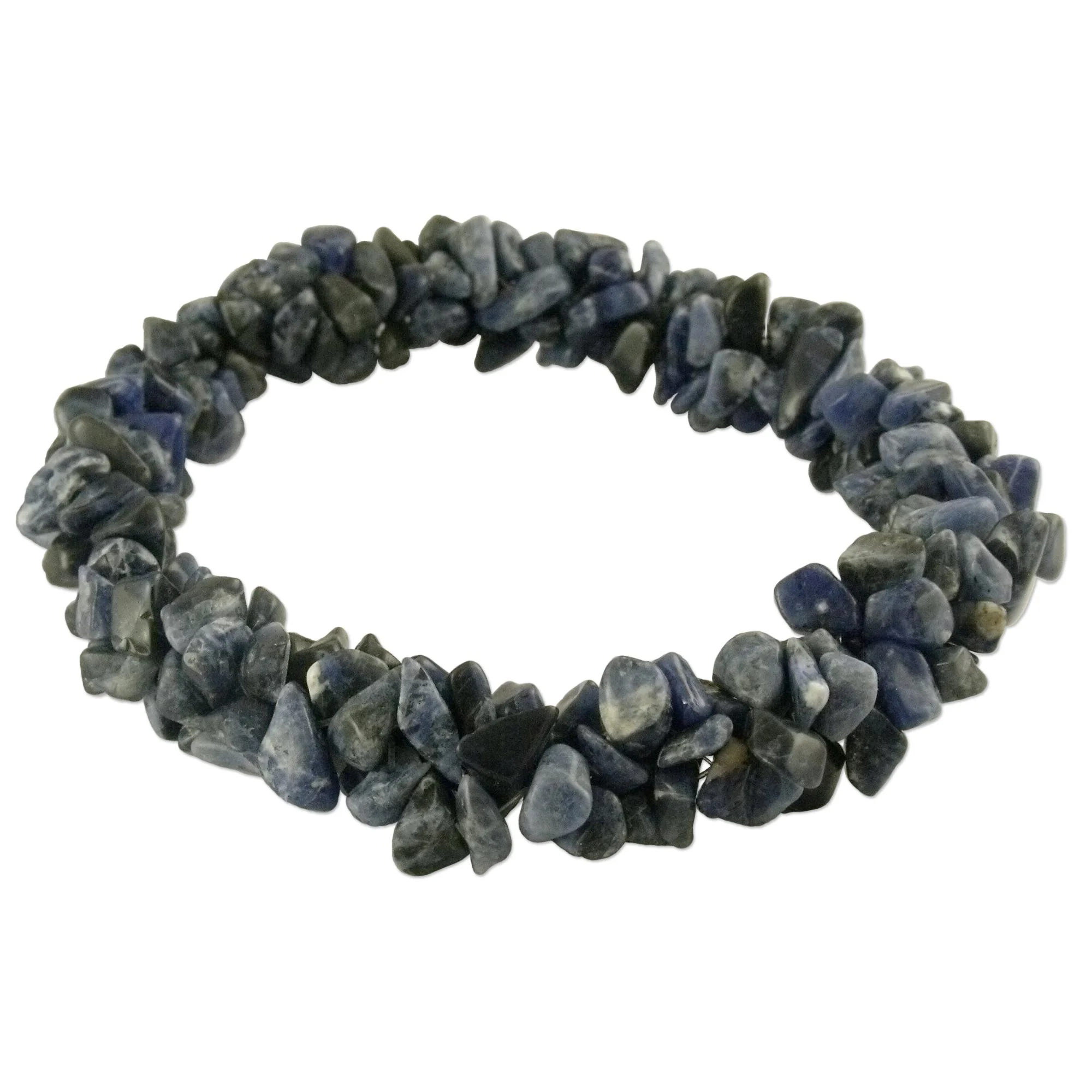 Blue Muse Sodalite Stretch Beaded Bracelet Handmade India - Image 3