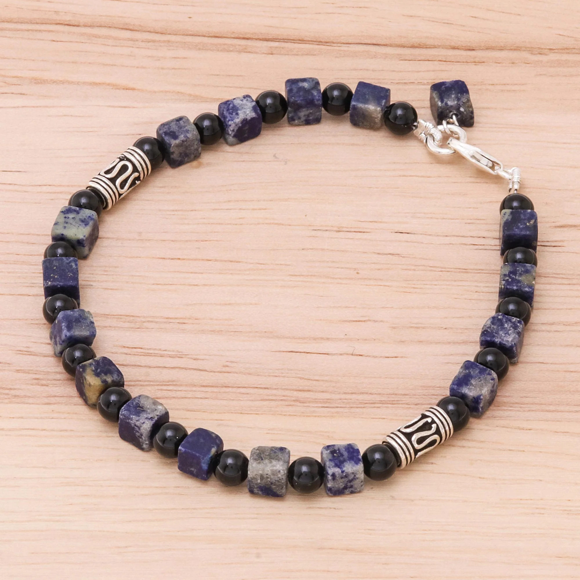 Blue Night Lapis Lazuli Beaded Bracelet - Image 4