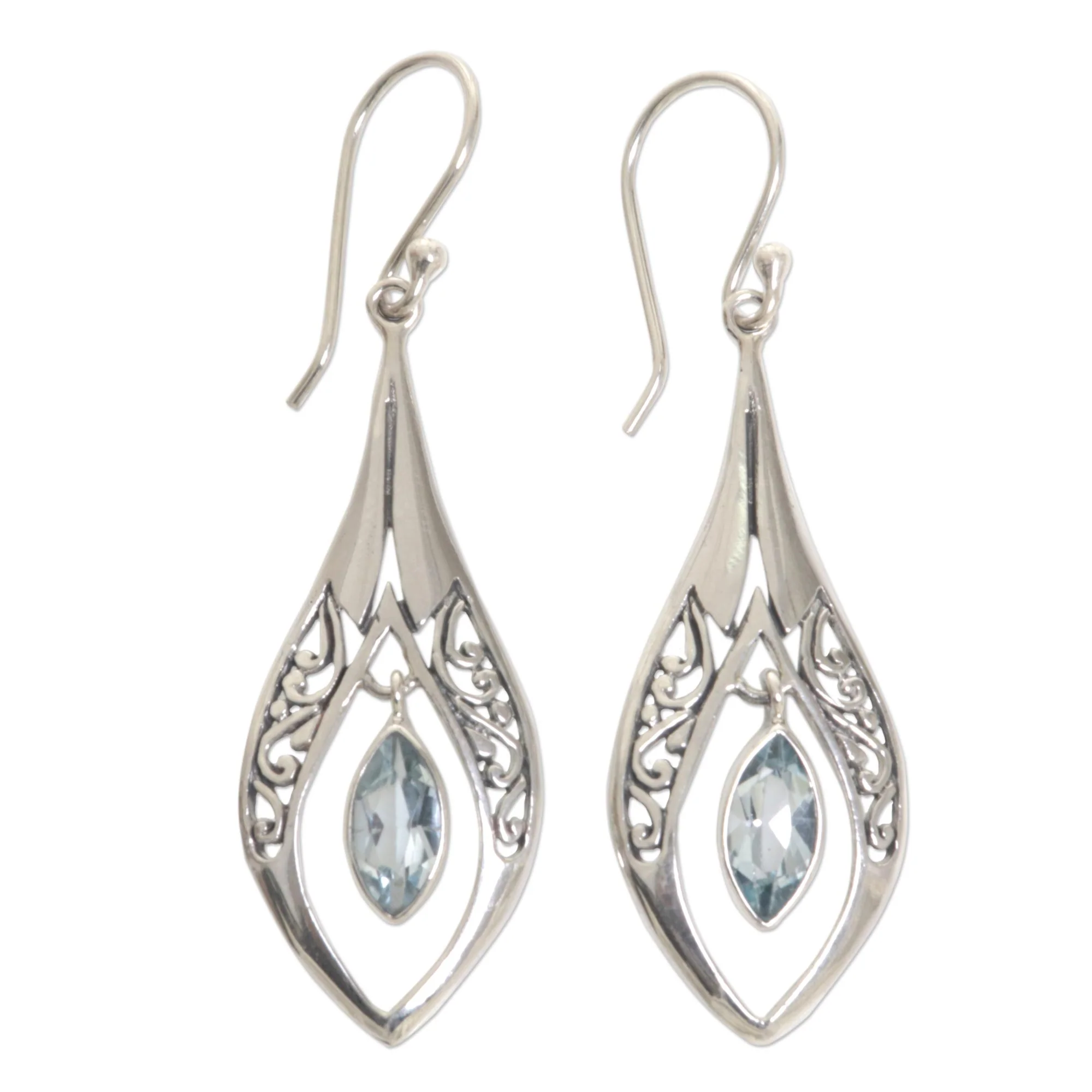 Blue Teardrops Sterling Silver Earrings - Image 2
