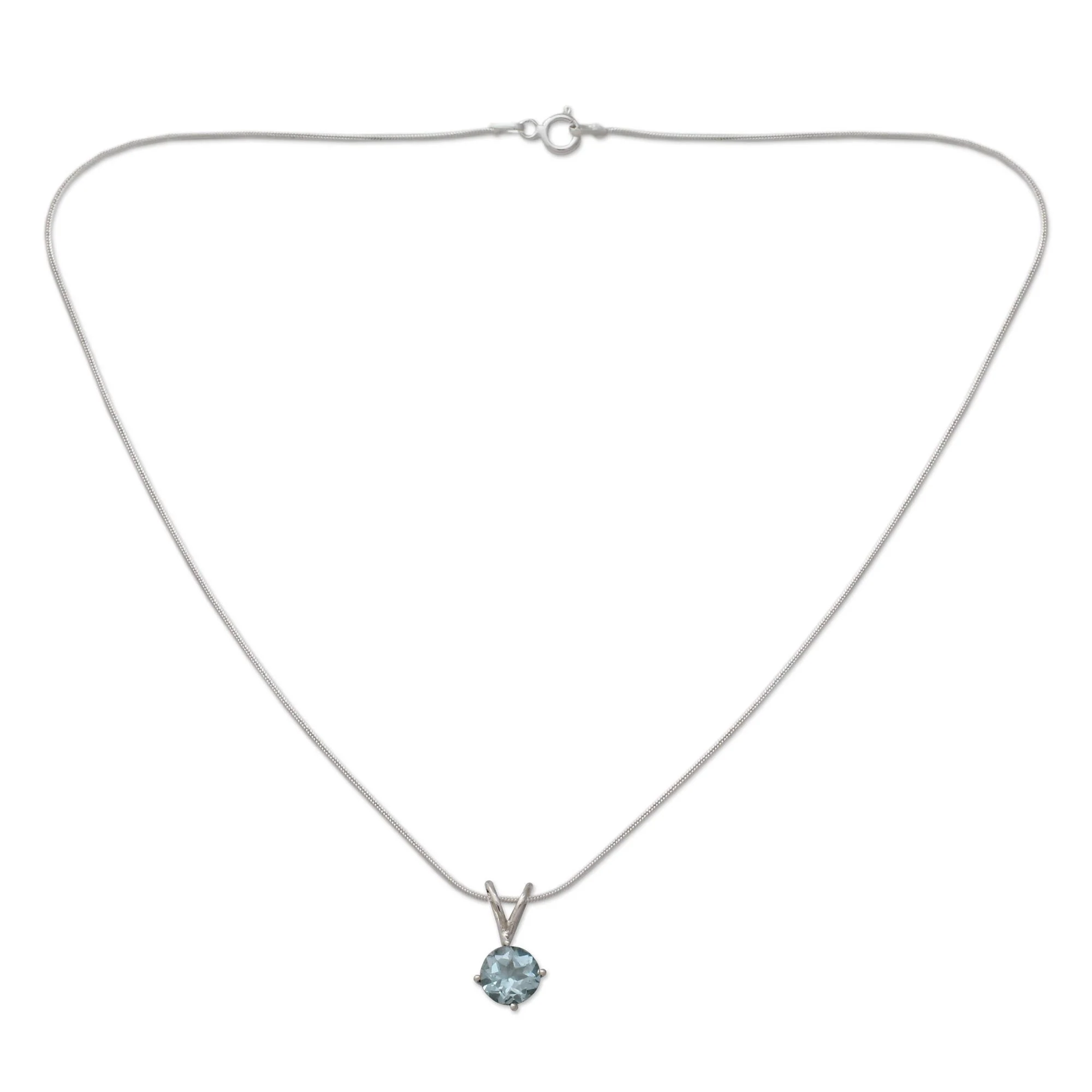 Blue Topaz Sterling Silver Pendant Necklace - Image 2