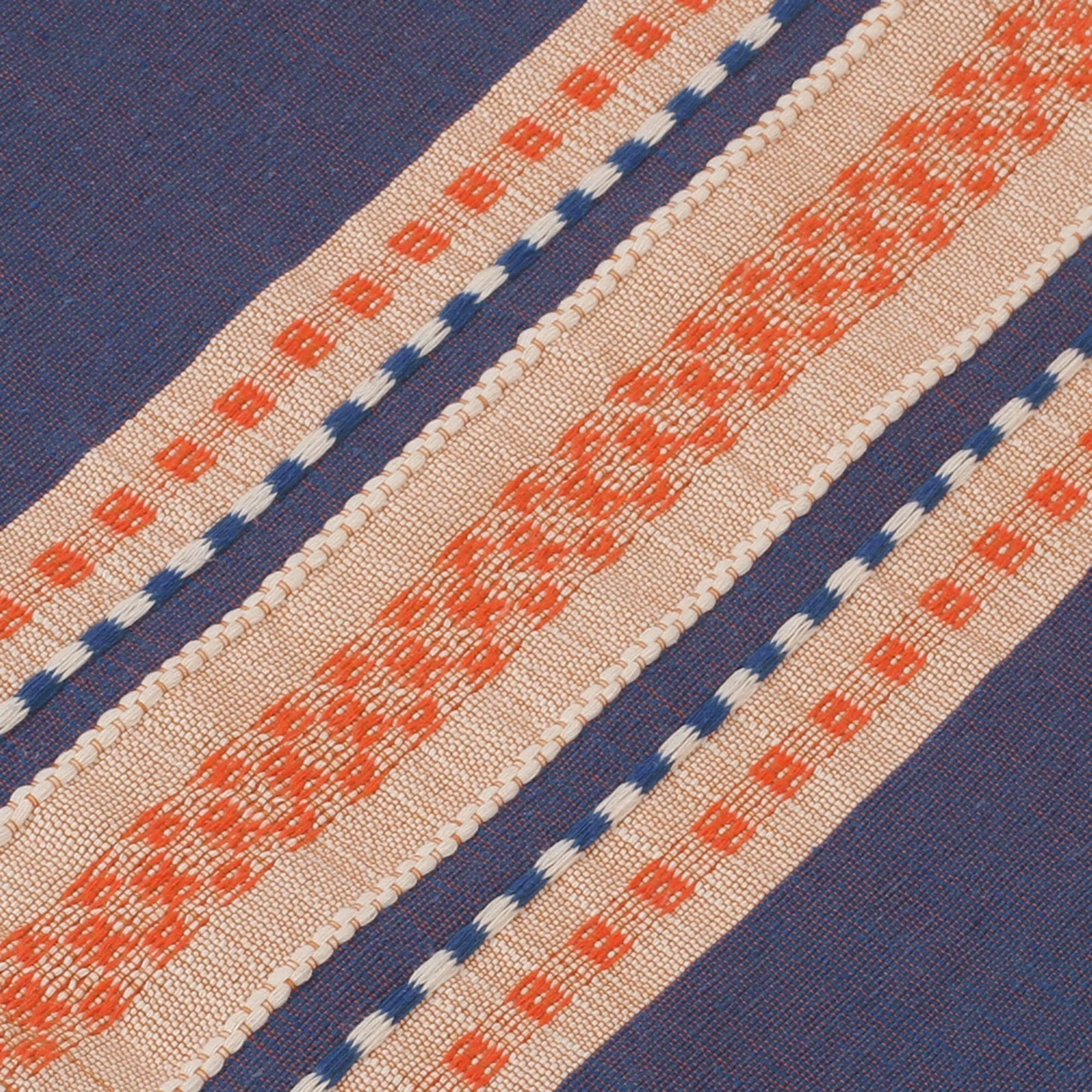 Blue-Violet Beach Cotton and Silk Blend Table Runner Blue-Violet and Beige - Image 3