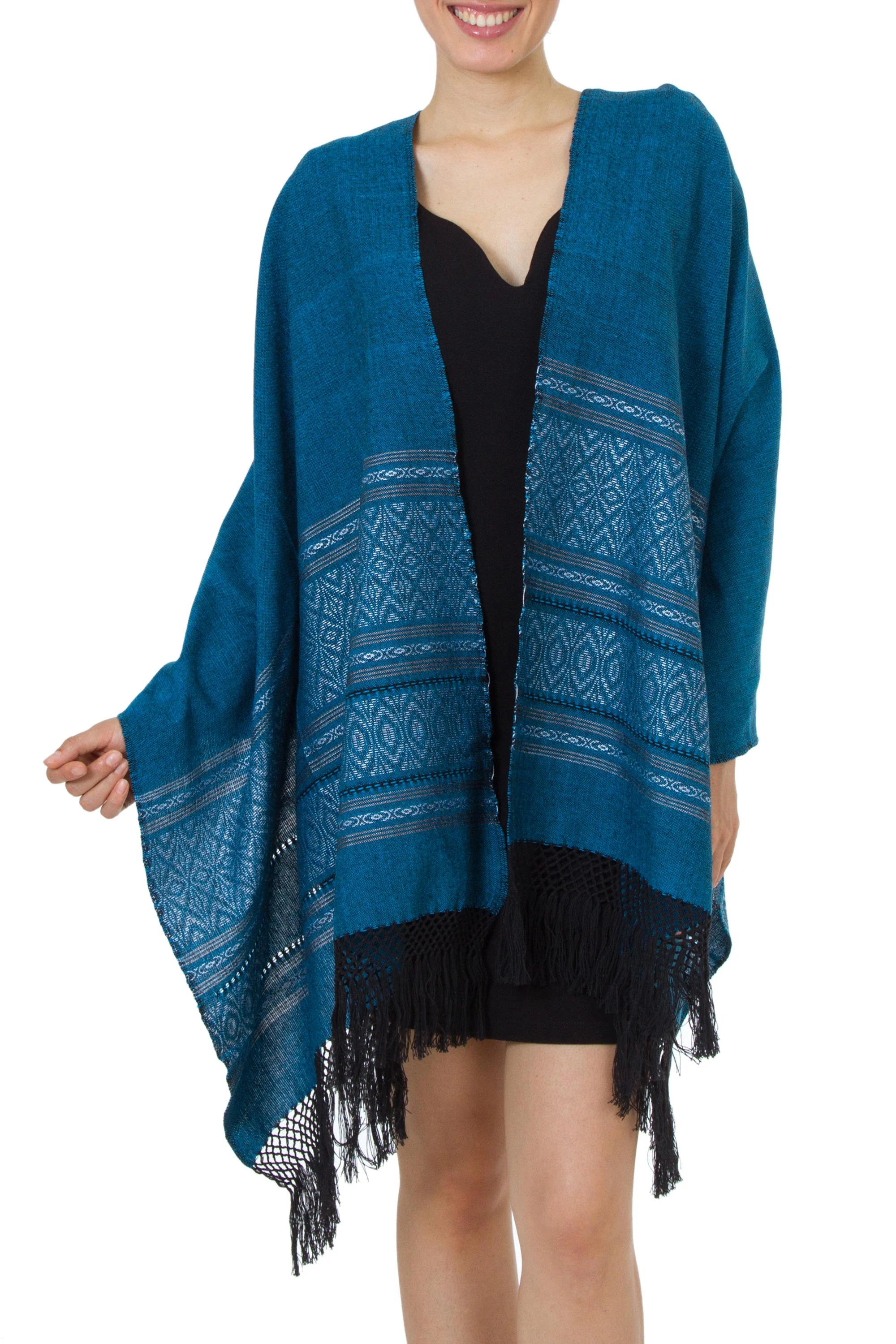 Blue Zapotec Treasures Rebozo Shawl - Image 3