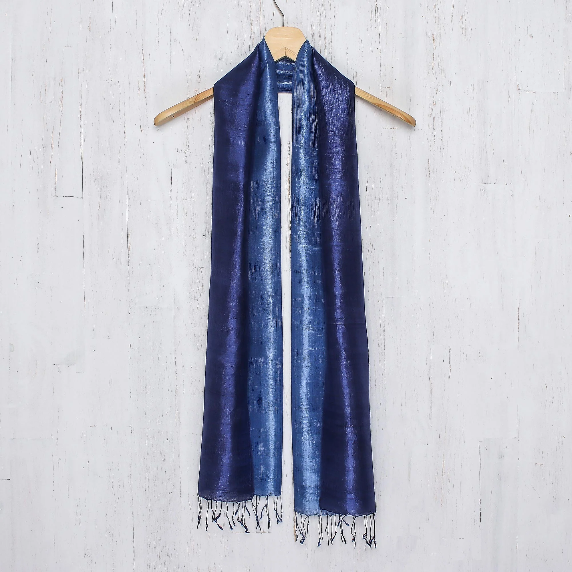 Bluebell Duality Silk Batik Scarf - Image 3