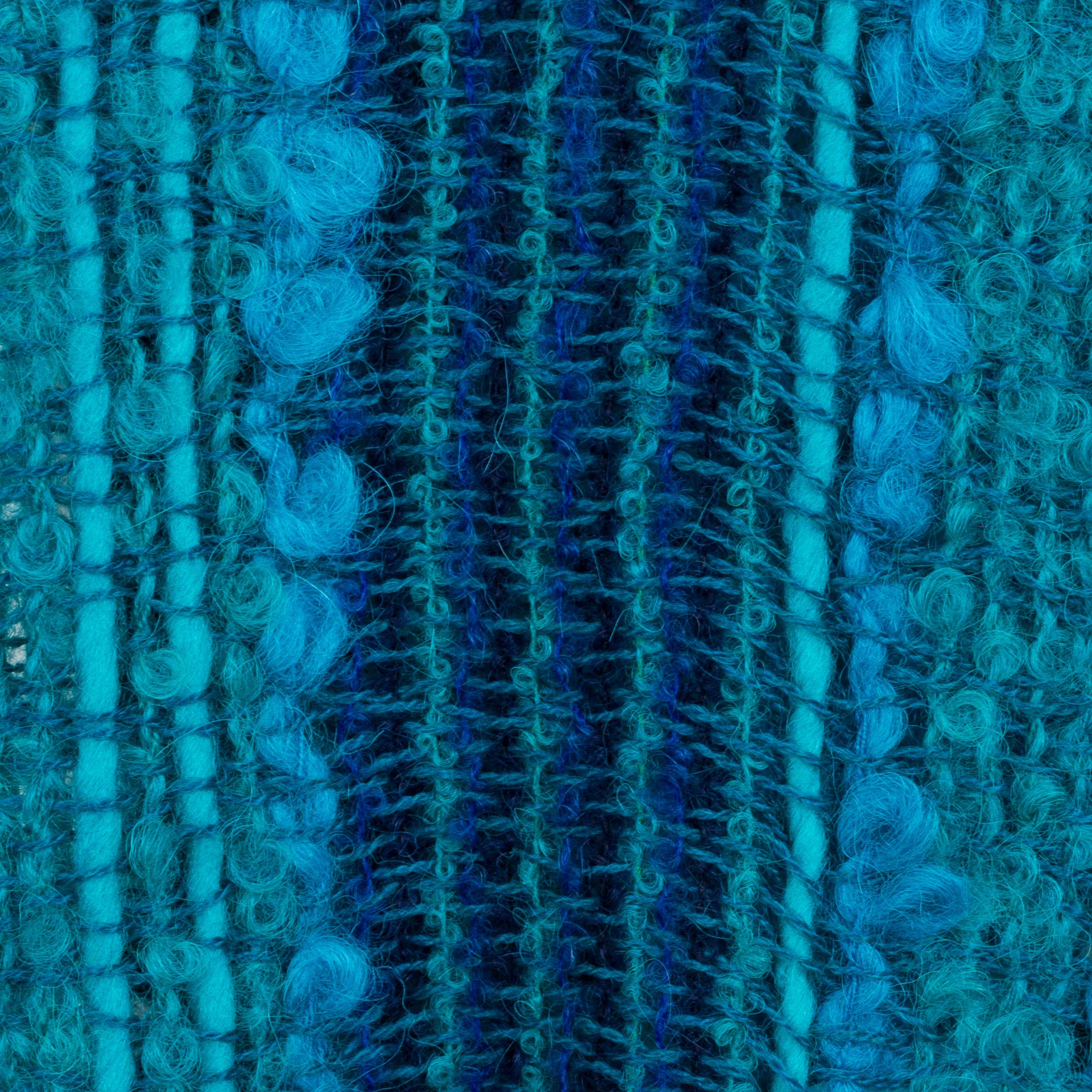 Bohemian Caribbean Blue Baby Alpaca Blend Hand Woven Striped Blue Scarf from Peru - Image 4