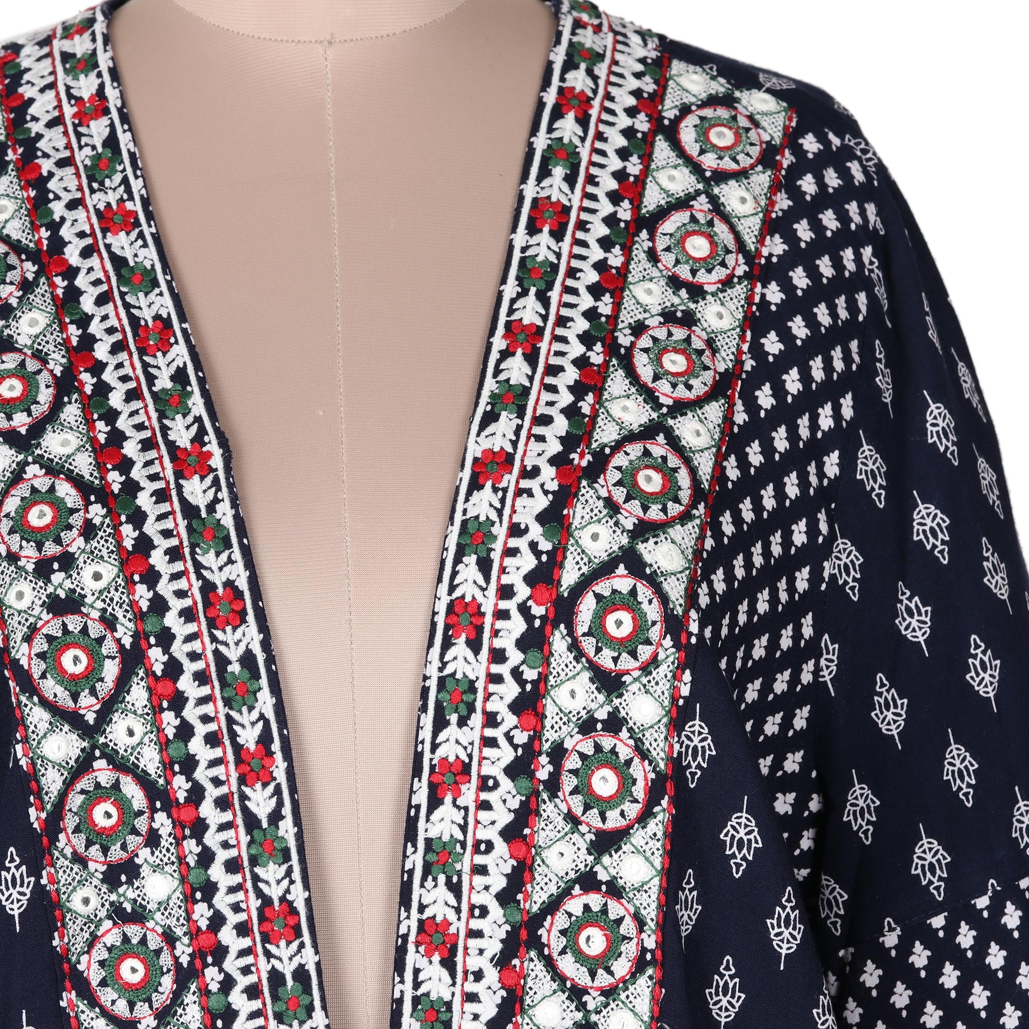Boho Beauty Embroidered Open Jacket in Midnight Blue - Image 5