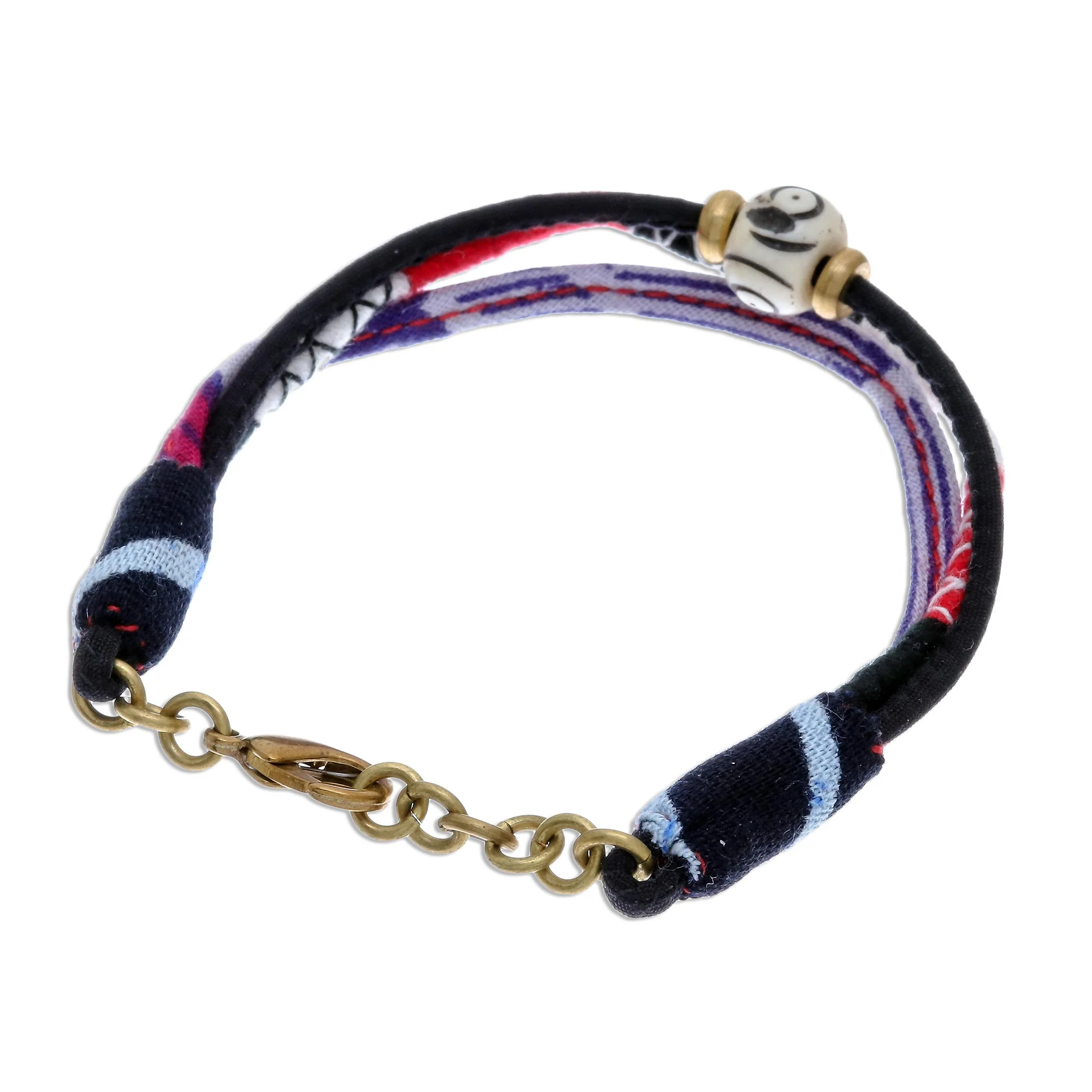 Boho Flame Colorful Cotton Beaded Strand Bracelet from Thailand - Image 5