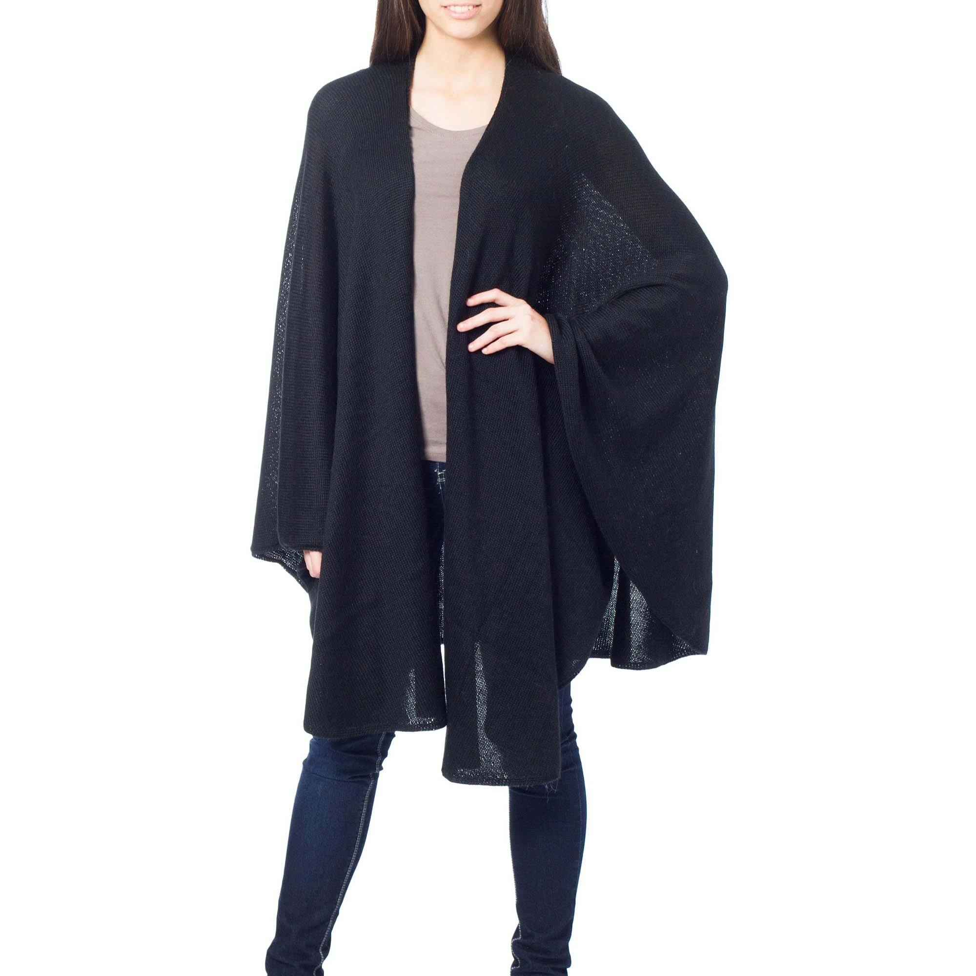 Bold Black Peruvian Alpaca Blend Wrap - Image 3