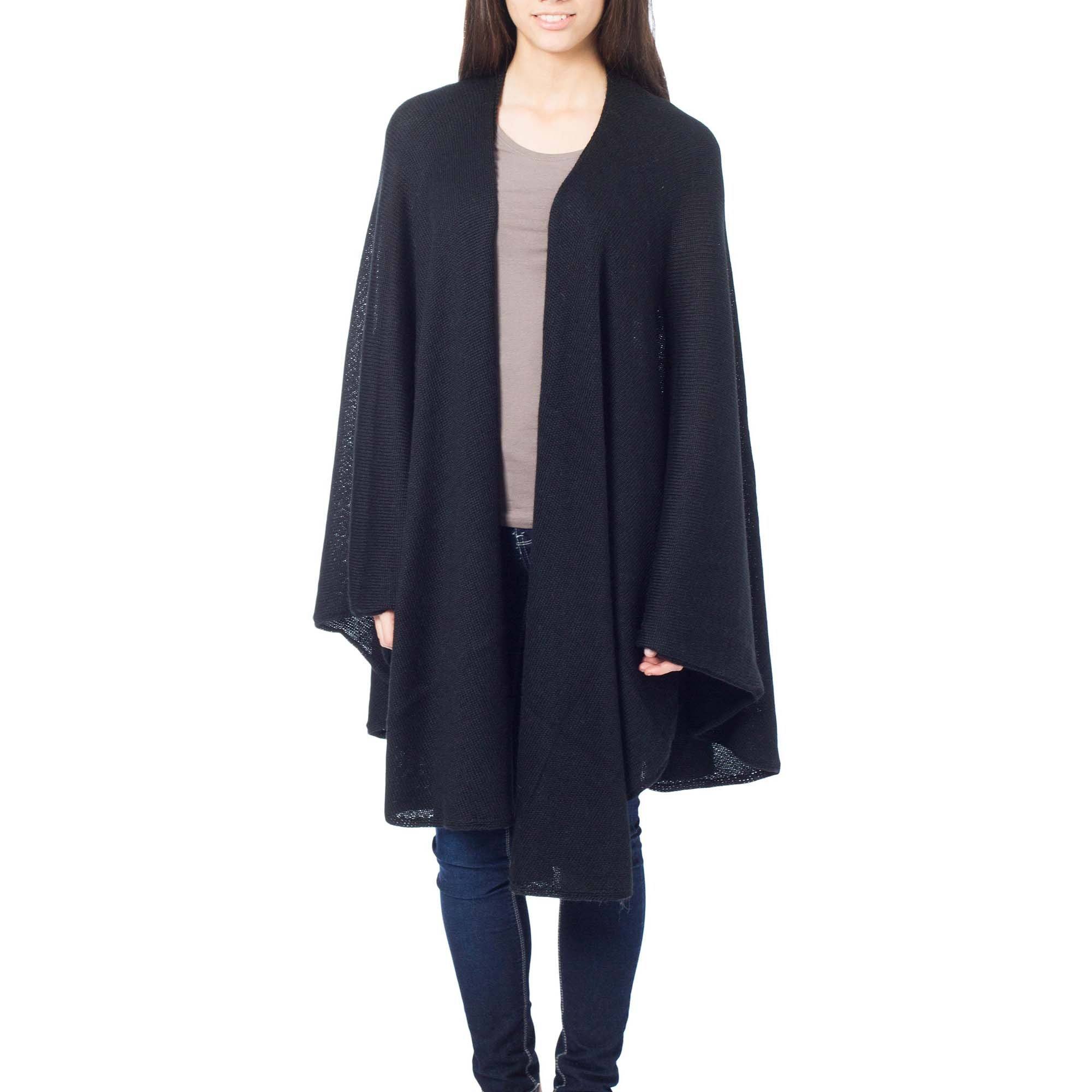 Bold Black Peruvian Alpaca Blend Wrap - Image 4
