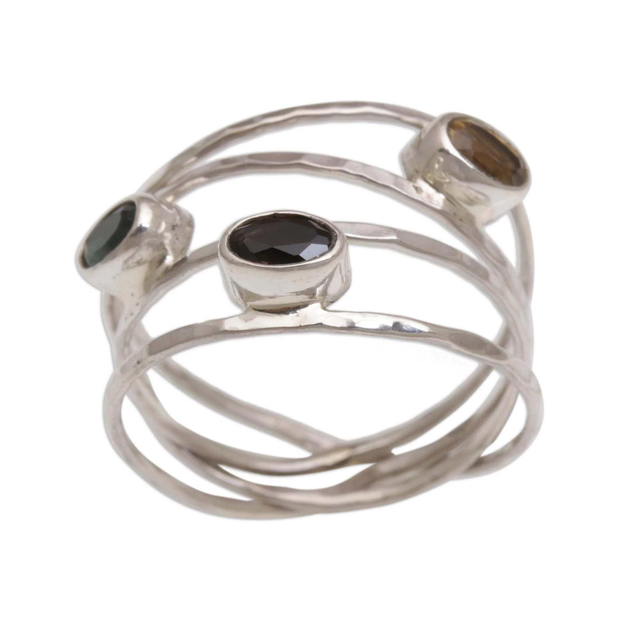 Bold Majesty Multi-Gem Silver Ring - Image 2