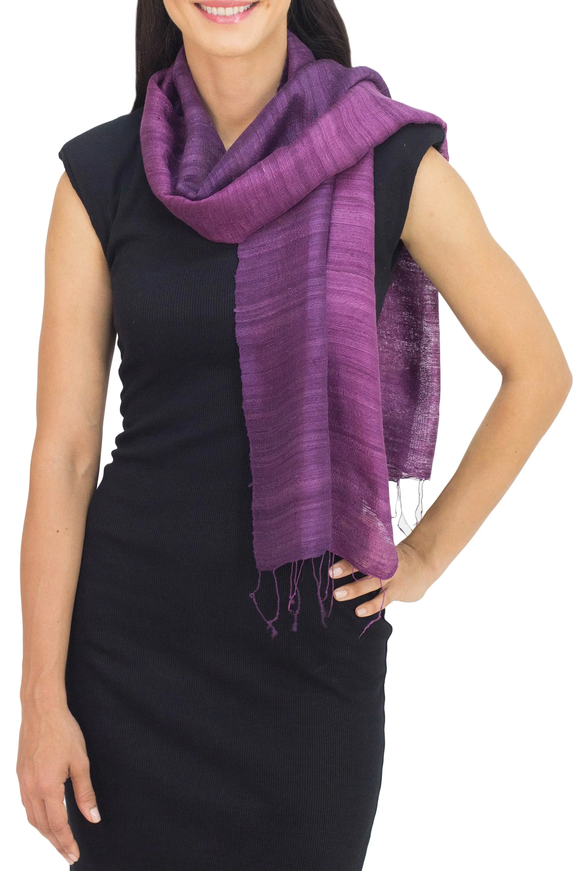 Bold Orchid Purple Silk Scarf - Image 2