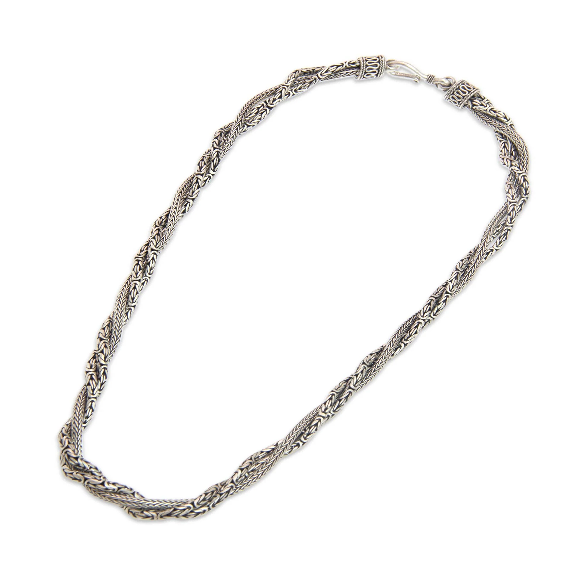 Borobudur Dragon Fair Trade Borobudur Style Sterling Silver Torsade Necklace - Image 3