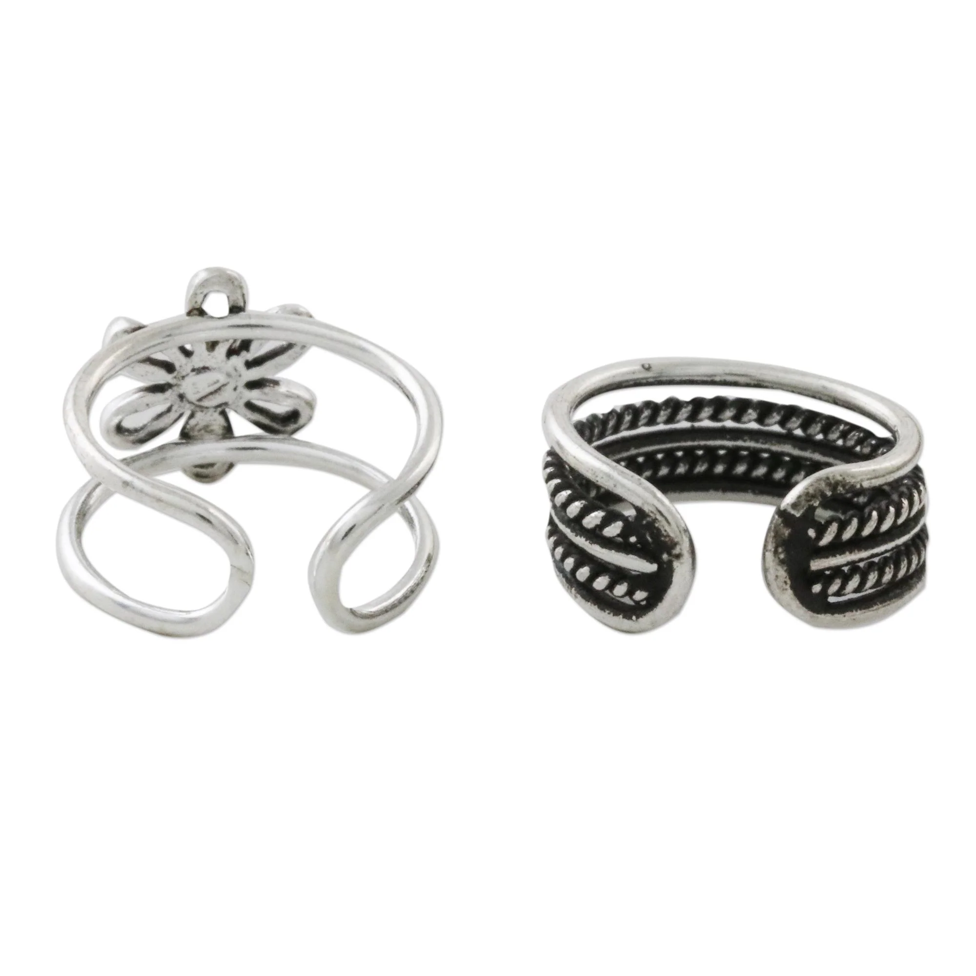 Boutique Garden Floral and Patterned Sterling Silver Ear Cuffs from Thailand - Image 4