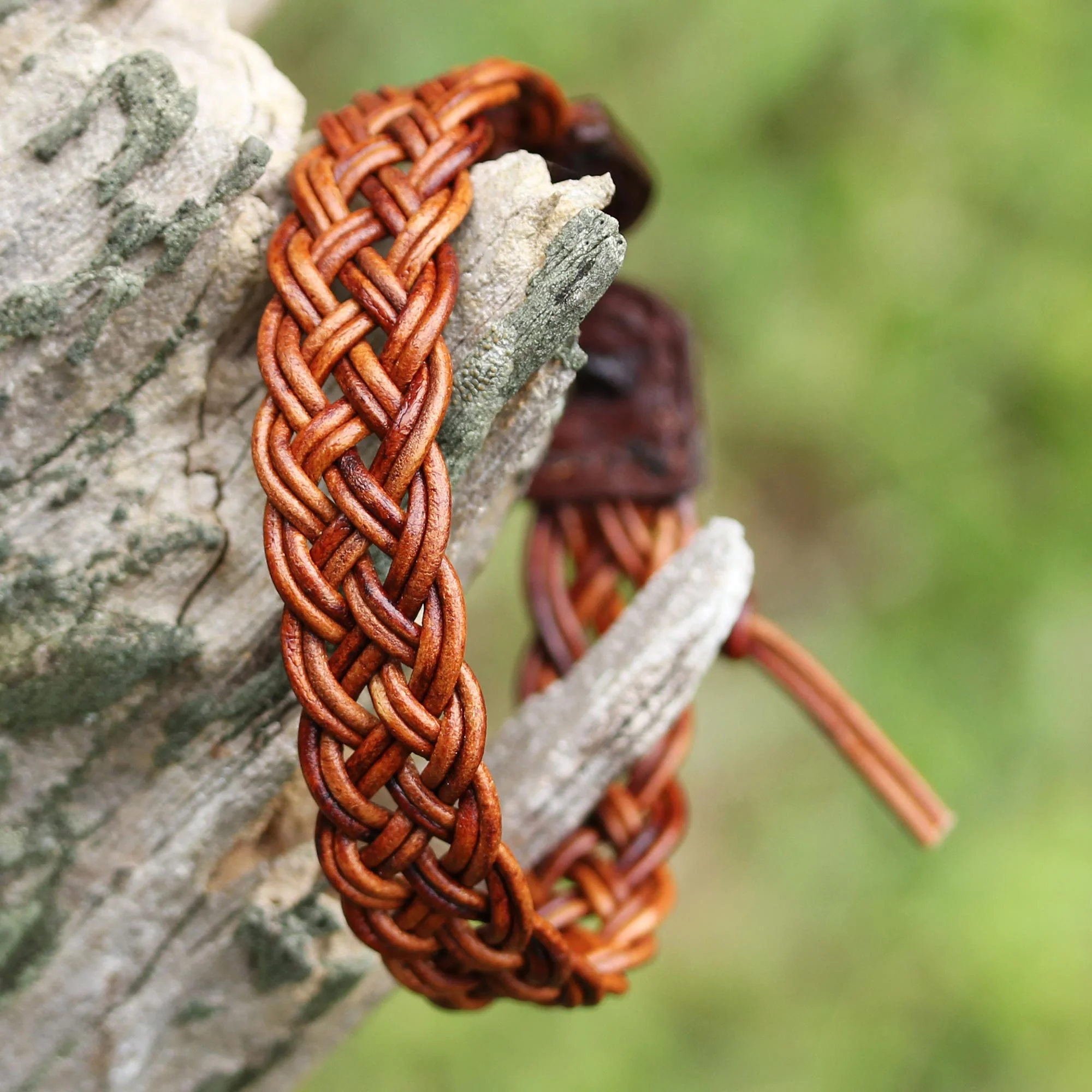 Braided Paths in Brown Brown Leather Braided Bracelet from Thailand - Image 3