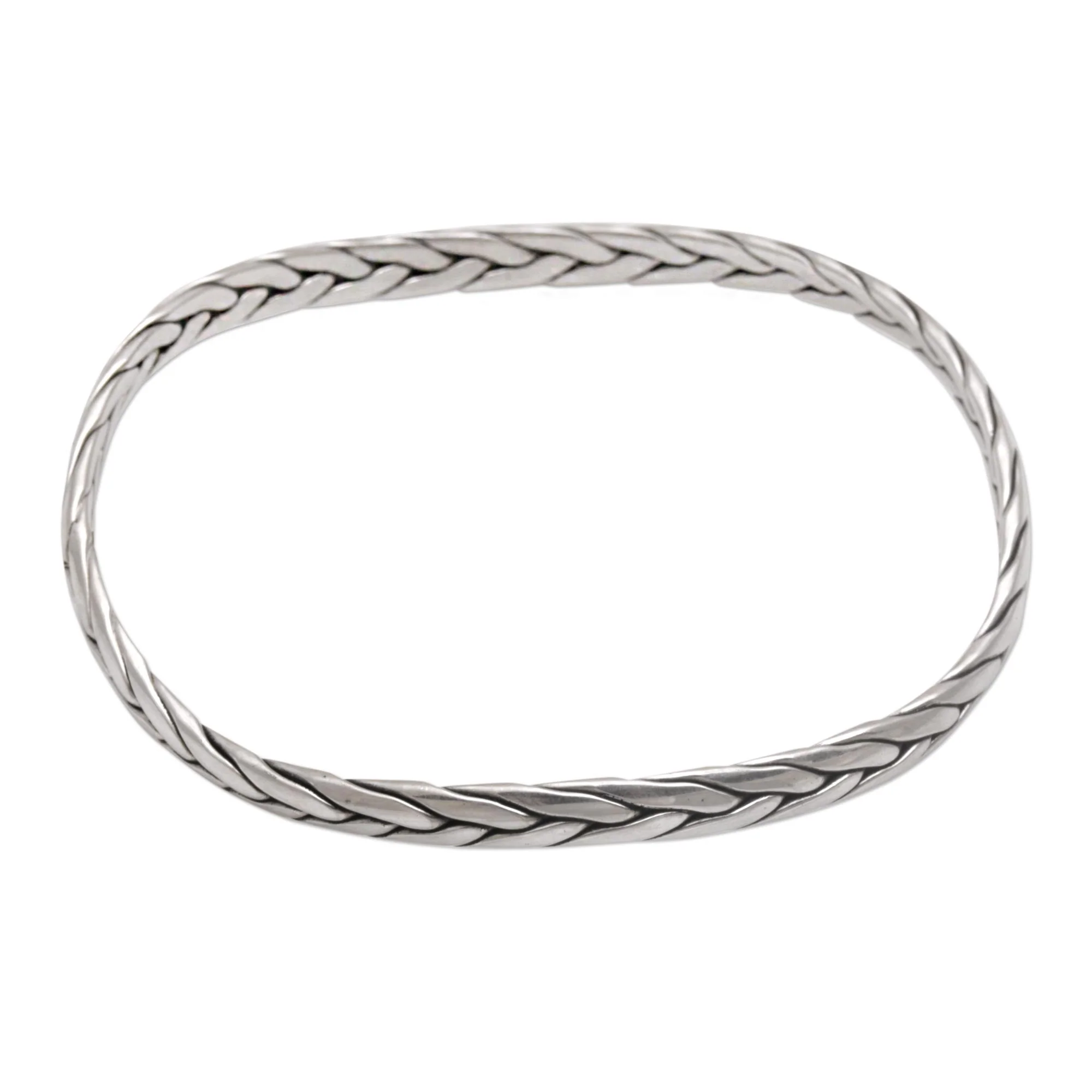 Braided Roundup Braided Round Sterling Silver Bangle Bracelet - Image 2