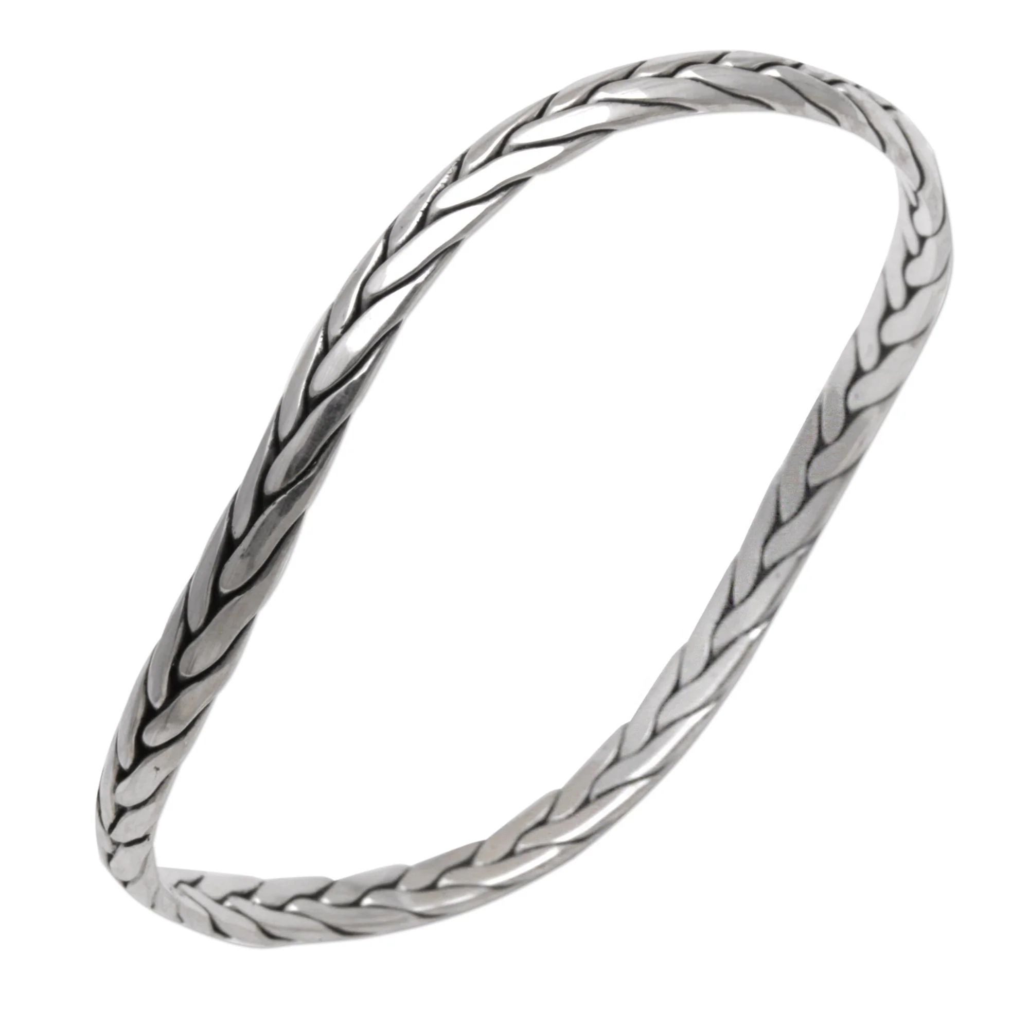 Braided Roundup Braided Round Sterling Silver Bangle Bracelet - Image 3