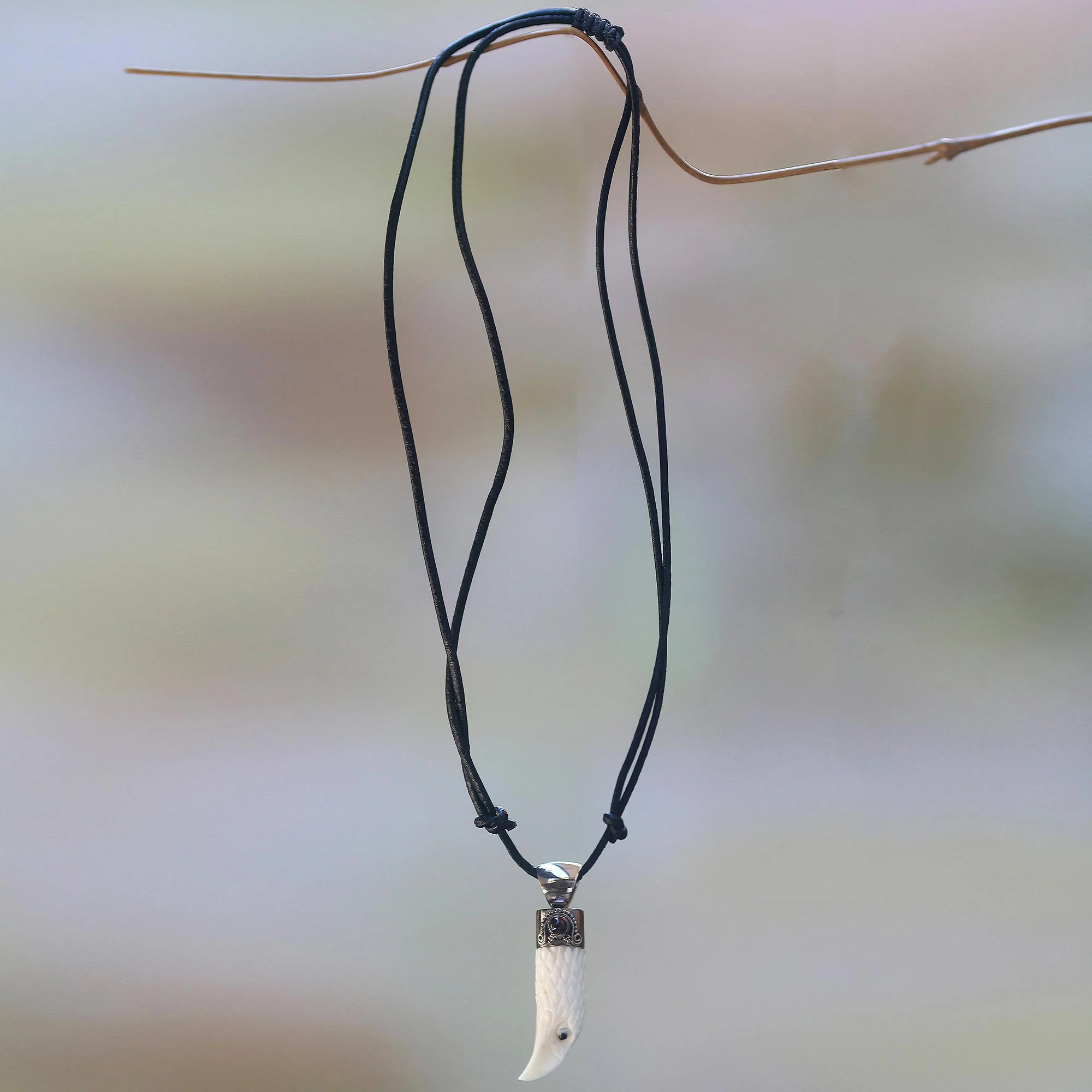 Brave Eagle Handcrafted Men's Garnet Necklace - Image 3