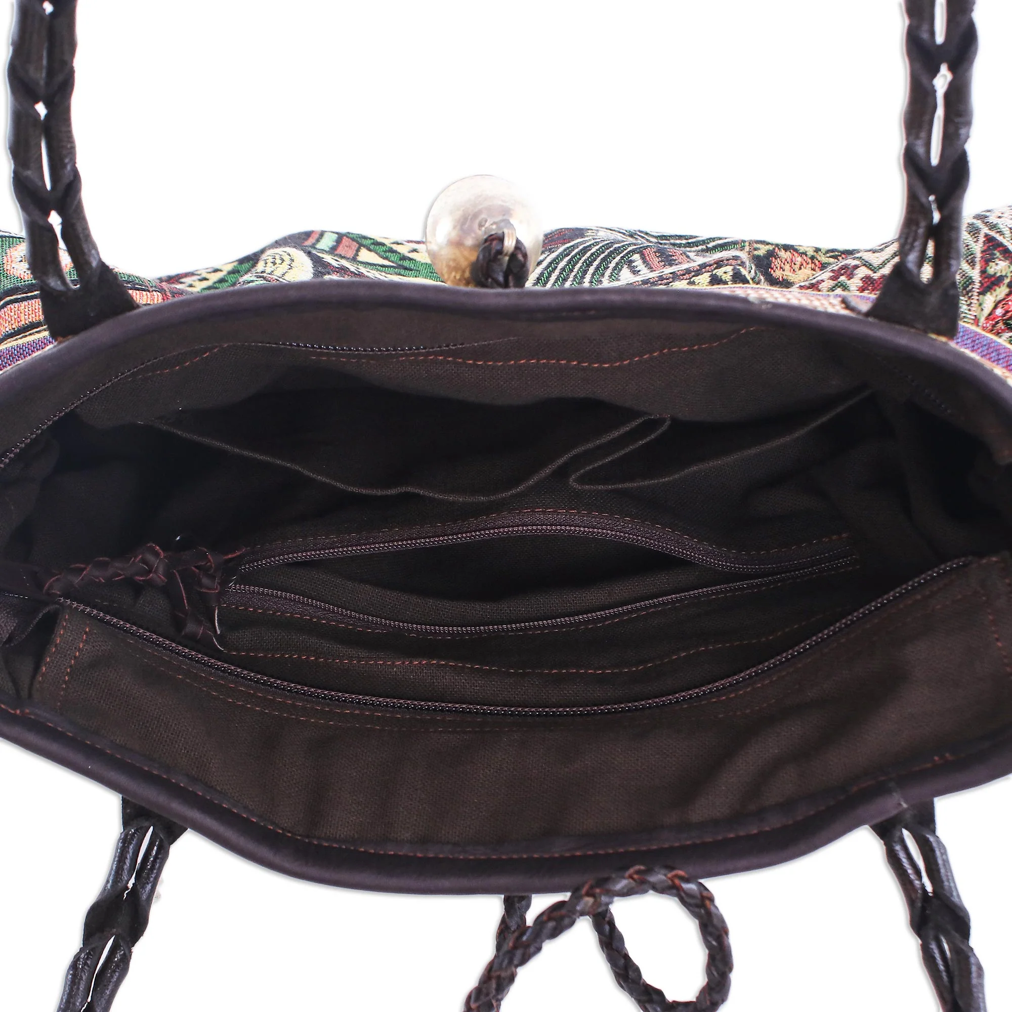 Breathe Easy in Green Cotton Blend and Leather Trim Shoulder Bag - Image 5