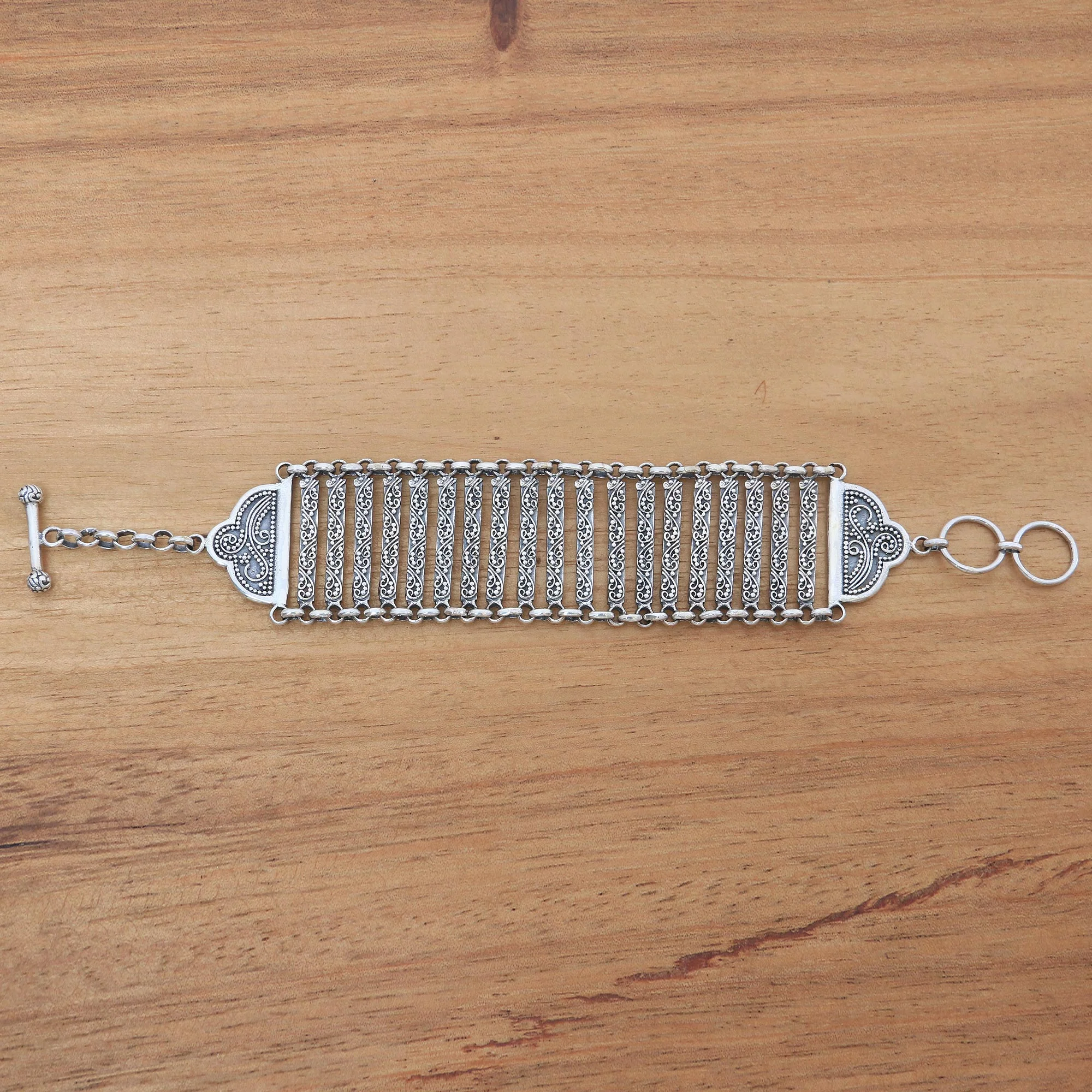 Bridge to Beauty Indonesian Sterling Silver Artisan Crafted Bracelet - Image 3