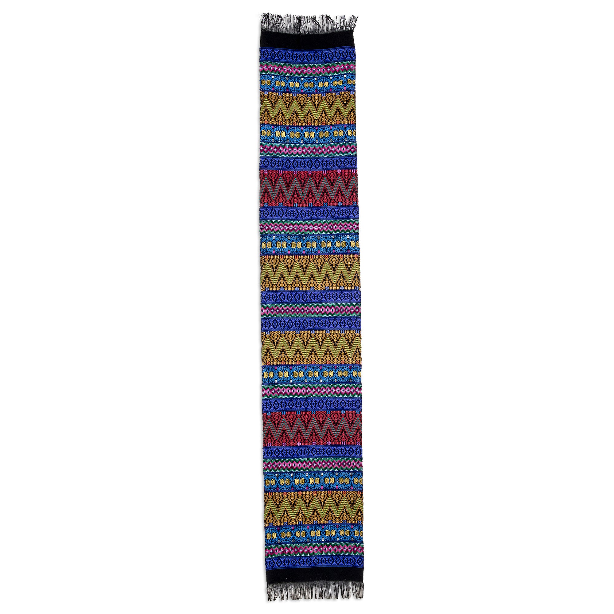 Bright Night Handwoven Cotton Table Runner with Zigzag Patterns - Image 3