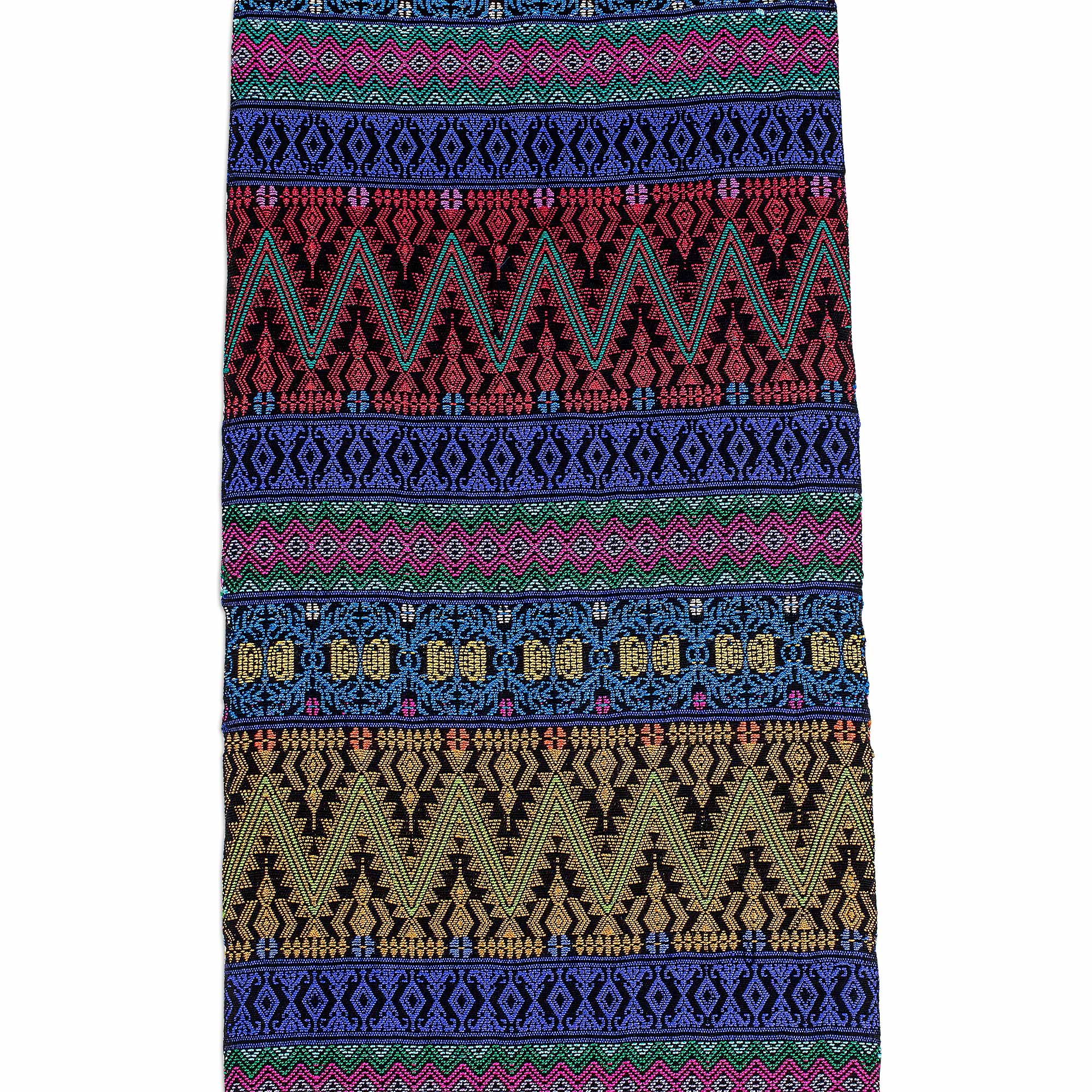 Bright Night Handwoven Cotton Table Runner with Zigzag Patterns - Image 4