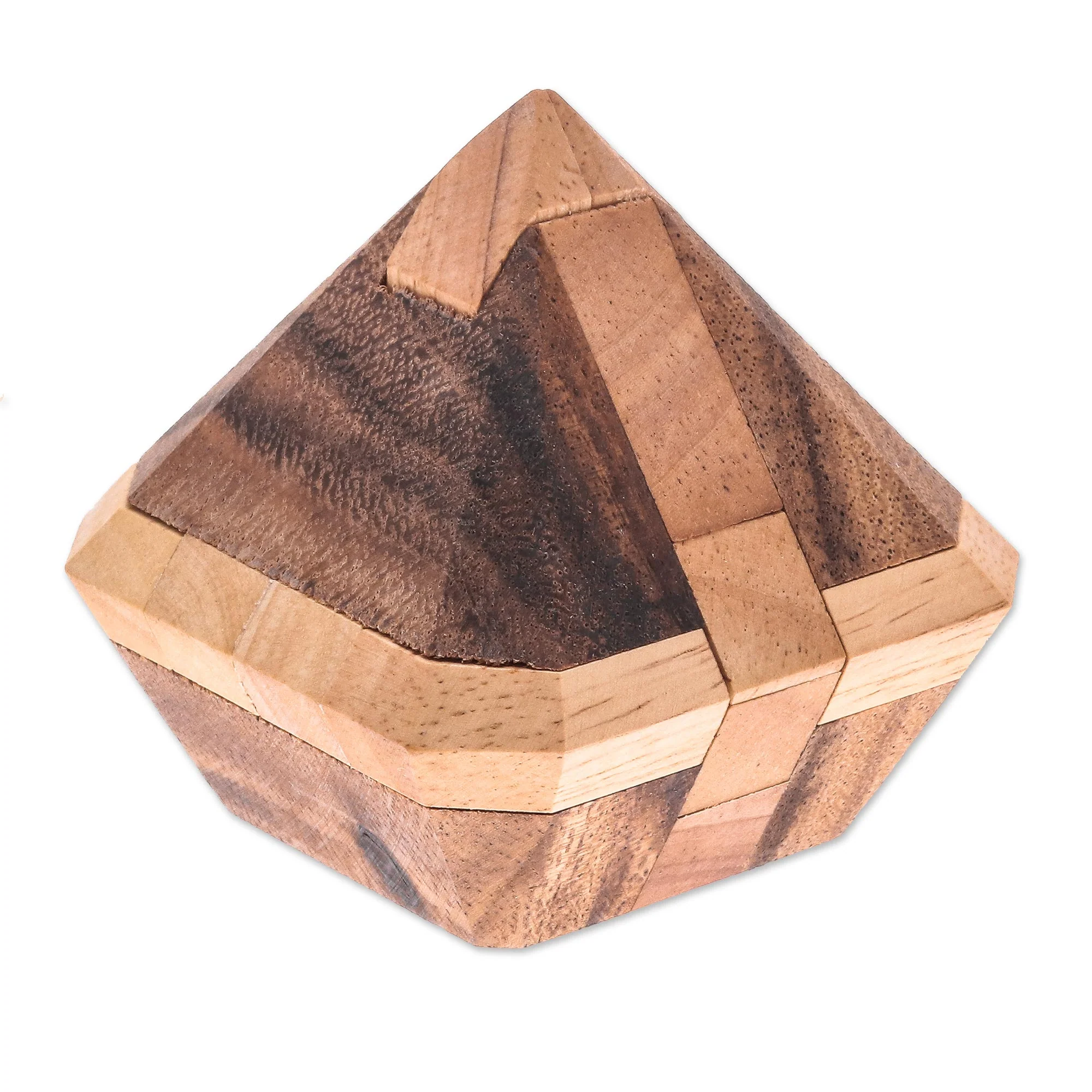 Brilliant Diamond Diamond-Shaped Raintree Wood Puzzle from Thailand - Image 2