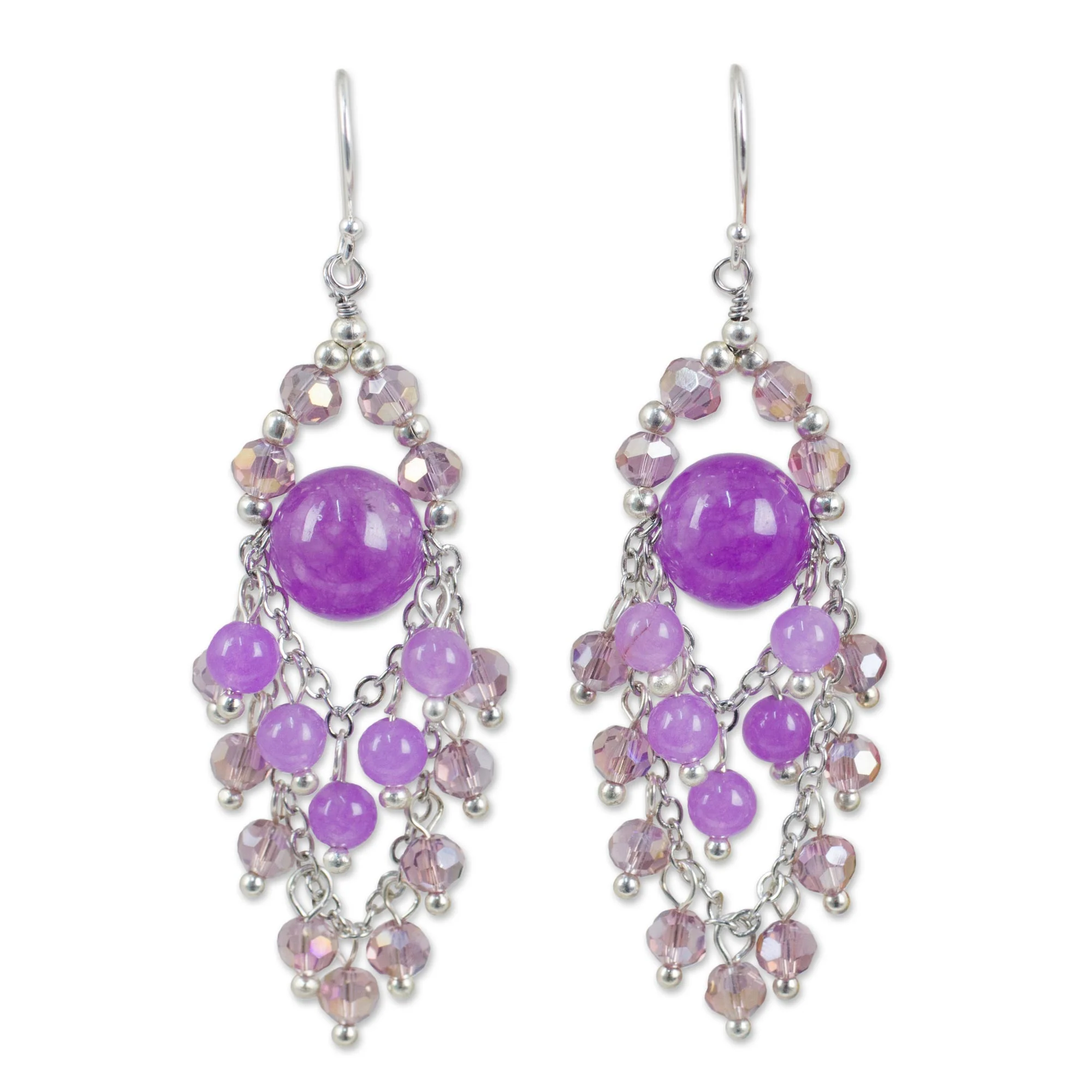 Brilliant Meteor Quartz Beaded Silver Earrings - Image 2
