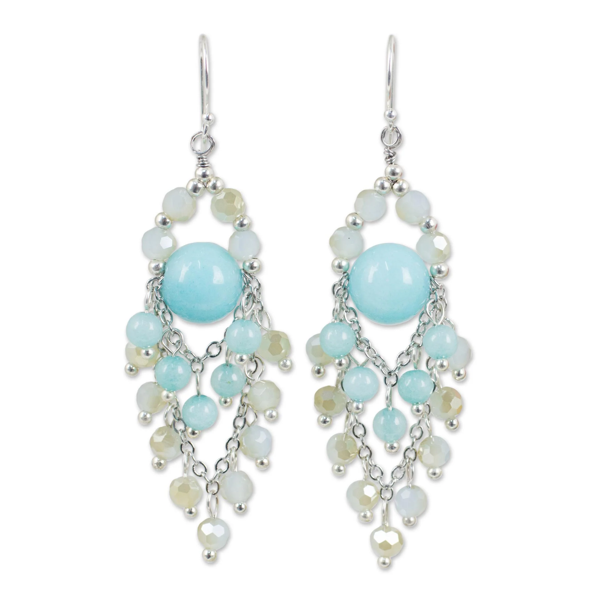 Brilliant Meteor Quartz Silver Plated Chandelier Earrings - Image 2