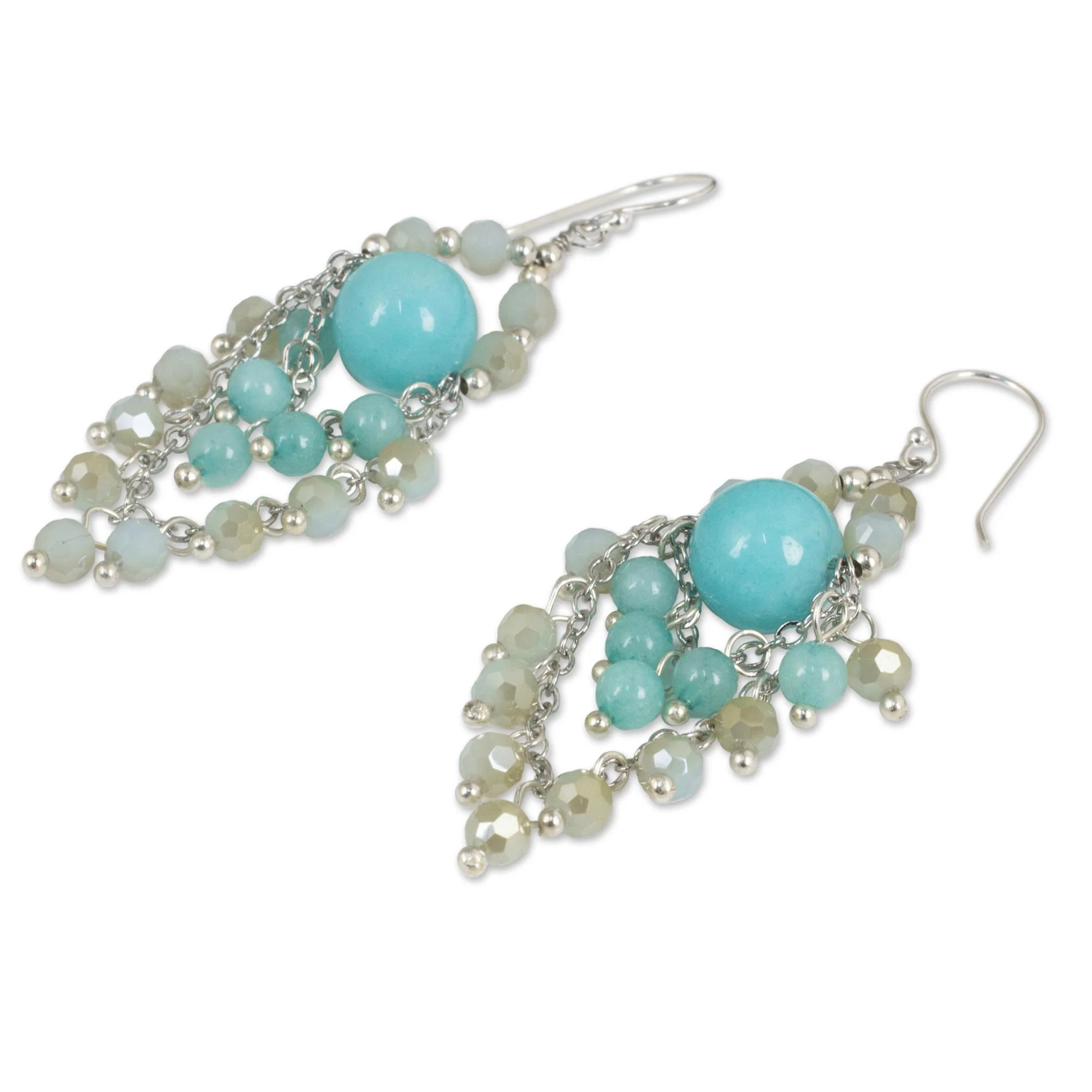 Brilliant Meteor Quartz Silver Plated Chandelier Earrings - Image 3
