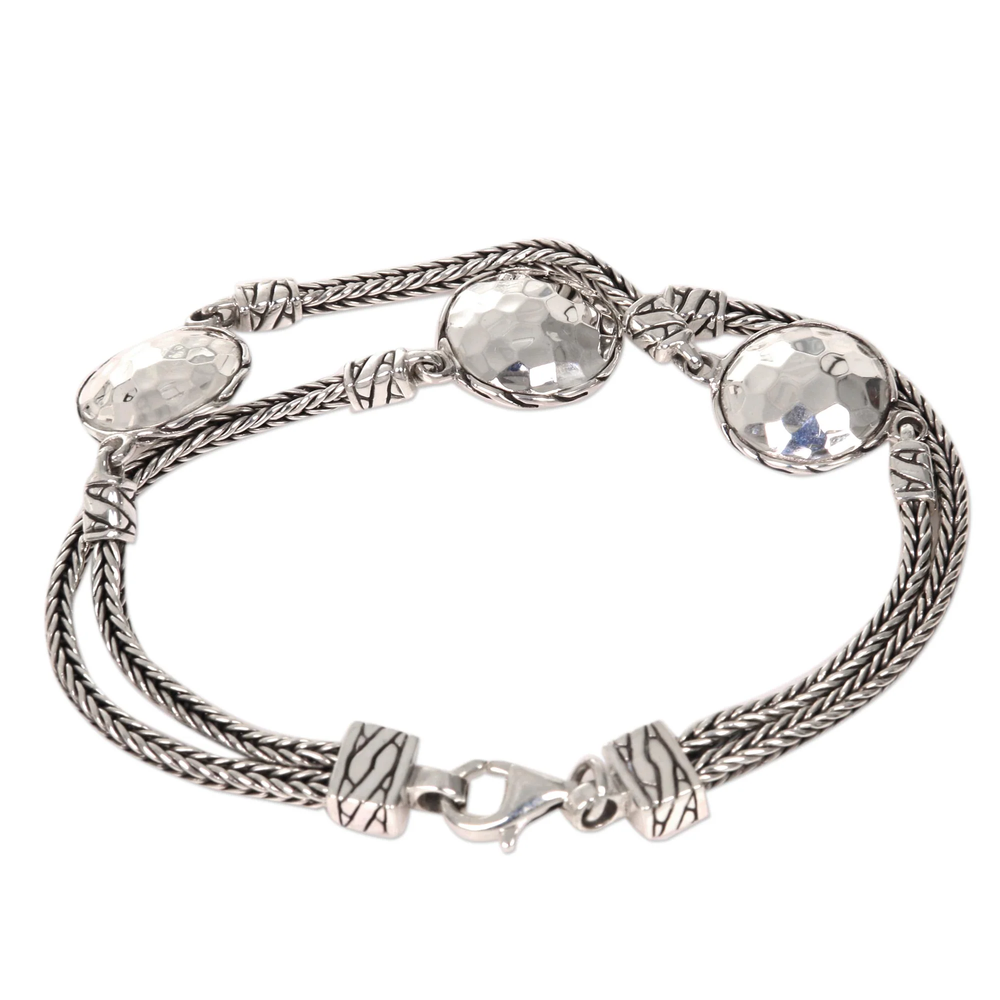 Brilliant Moons Hand Made Sterling Silver Naga Link Bracelet from Bali - Image 3