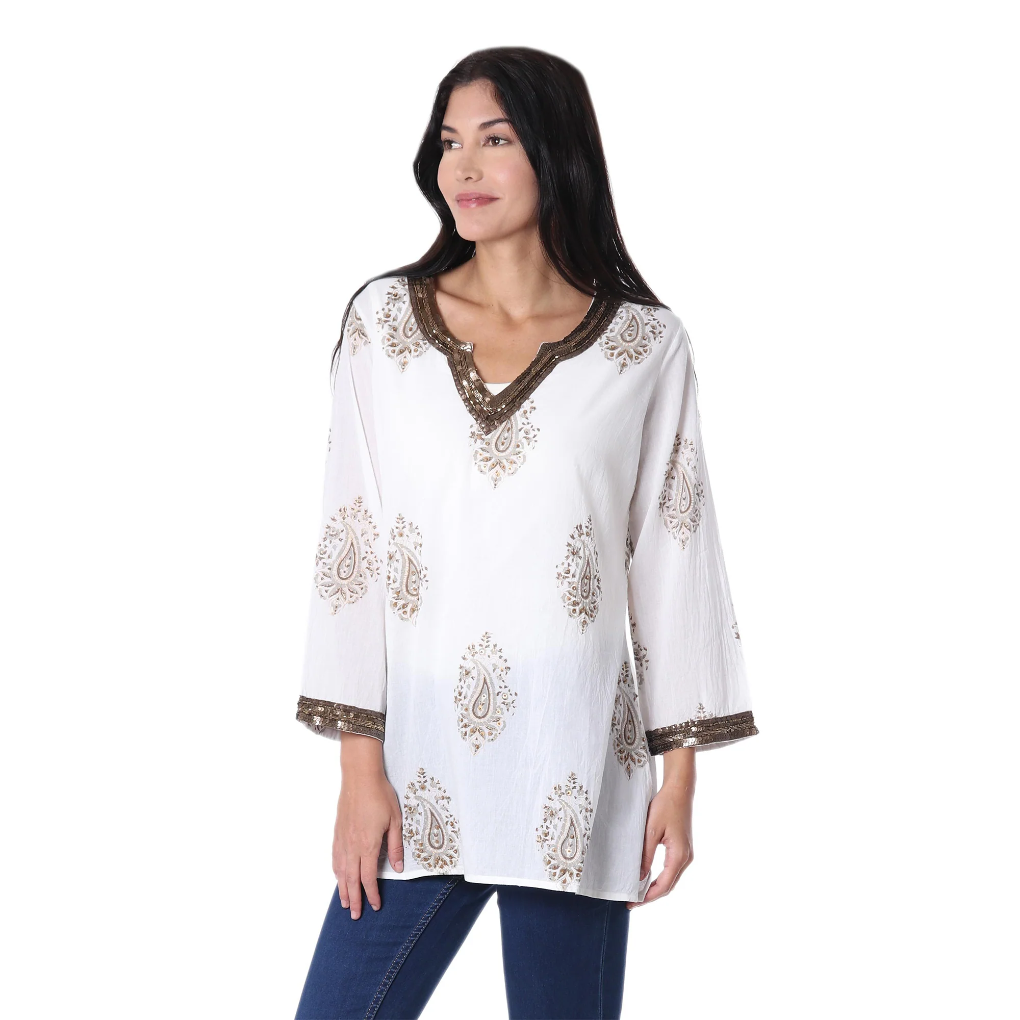 Bronze Diva White Cotton Tunic - Image 2