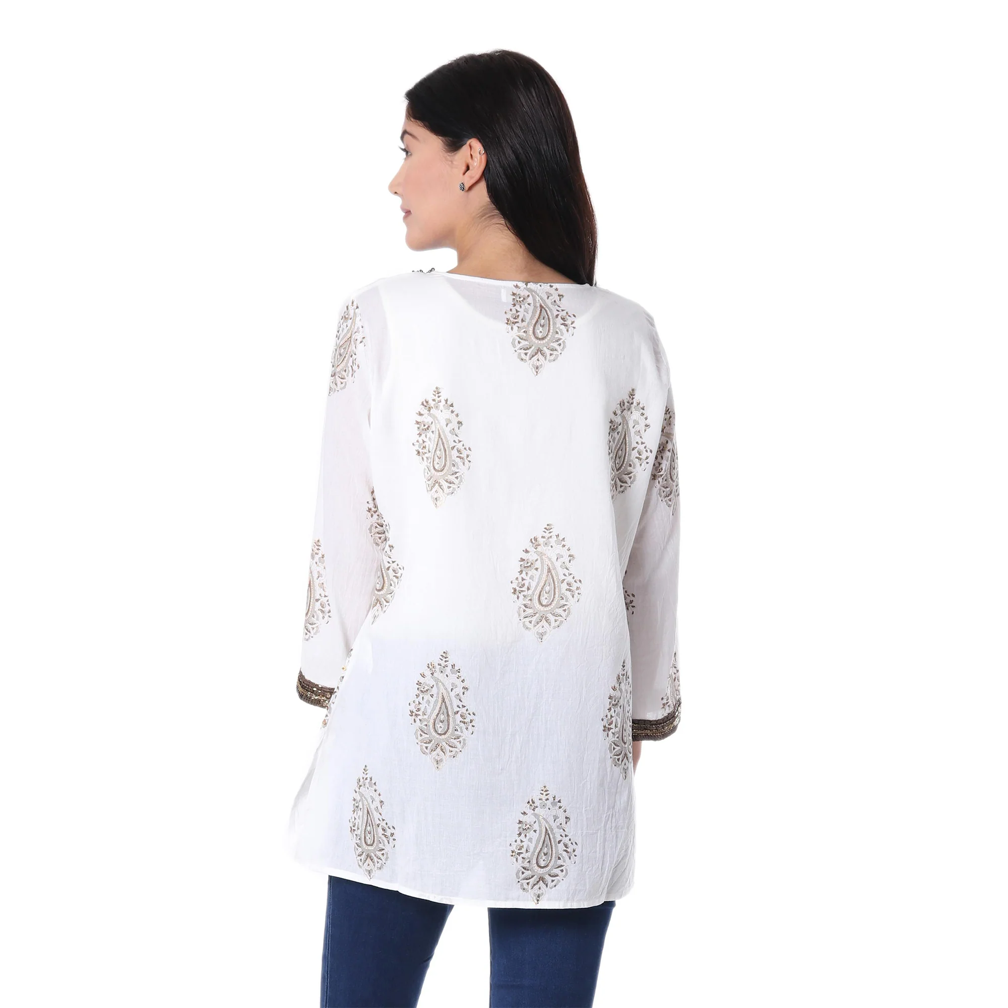 Bronze Diva White Cotton Tunic - Image 3