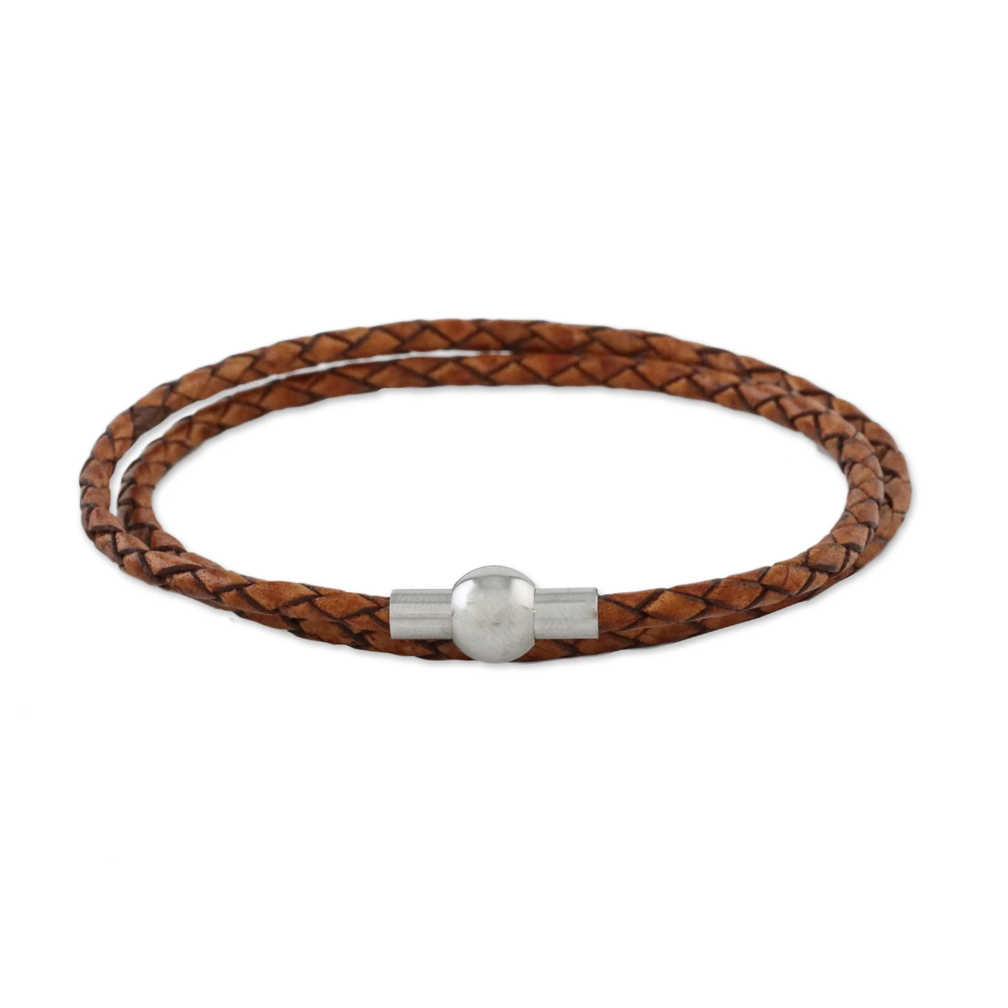 Brown Charm 15.5 Inch Brown Leather Wrap Bracelet from Thailand - Image 2