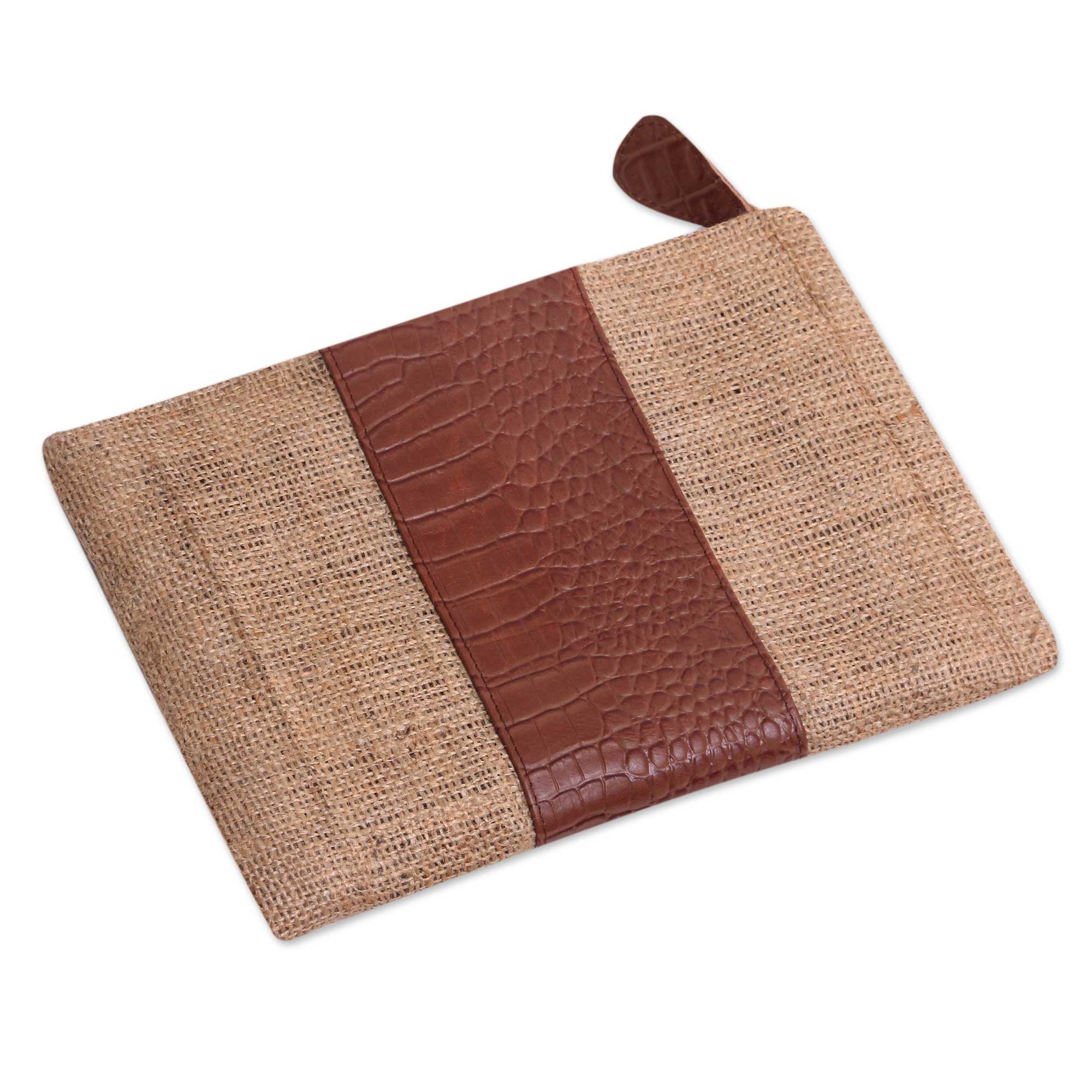 Buaya Java Leather Accent Jute Clutch Crafted in Java - Image 2