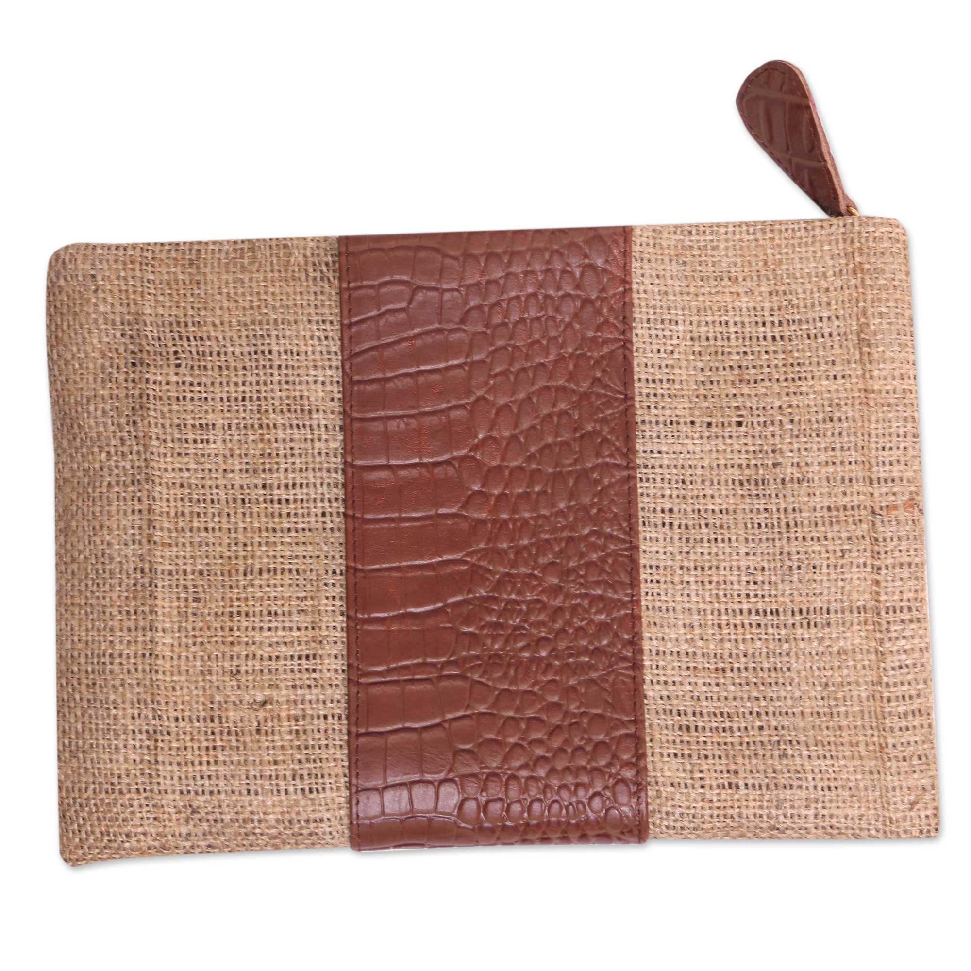 Buaya Java Leather Accent Jute Clutch Crafted in Java - Image 5